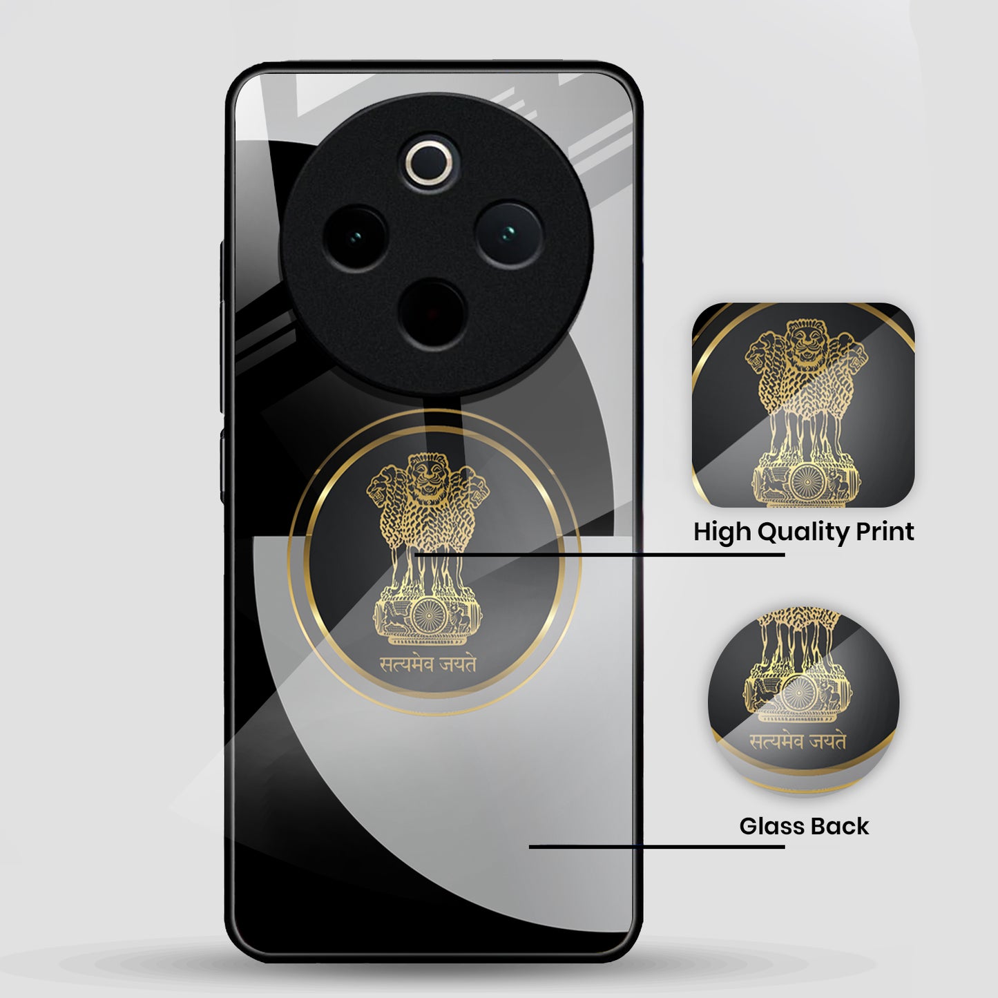 Vivo T4 5G Premium Acrylic Shockproof Glass Back Case (Satyamev Noir)