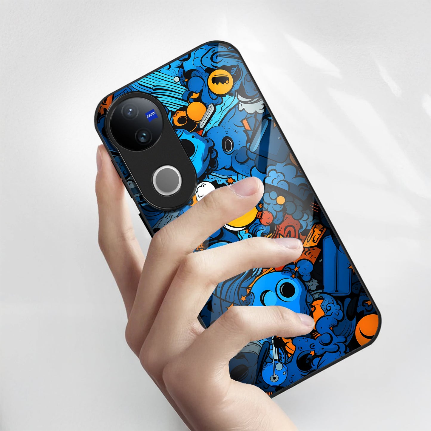 Vivo V50 5G Premium Acrylic Shockproof Glass Back Case (Graffiti Galaxy)