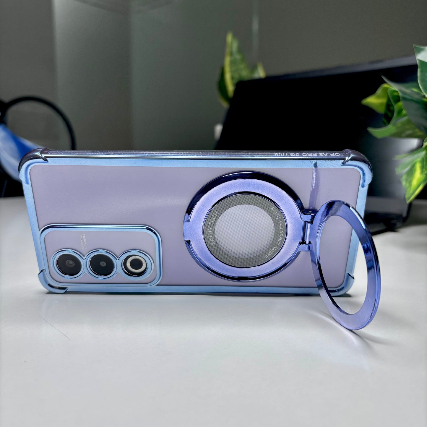 Oppo A3 Pro 5G Original Luxury Magnifier Ring Stand Shockproof Airbags Corner Case