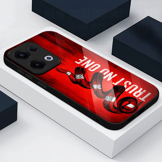Oppo Reno 13 5G Premium Acrylic Shockproof Glass Back Case (Trust No One Edition)