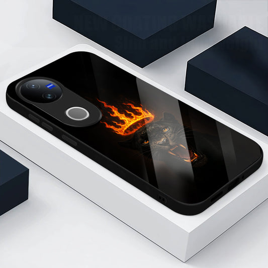 Vivo V50 5G Premium Acrylic Shockproof Glass Back Case (Crowned Inferno)