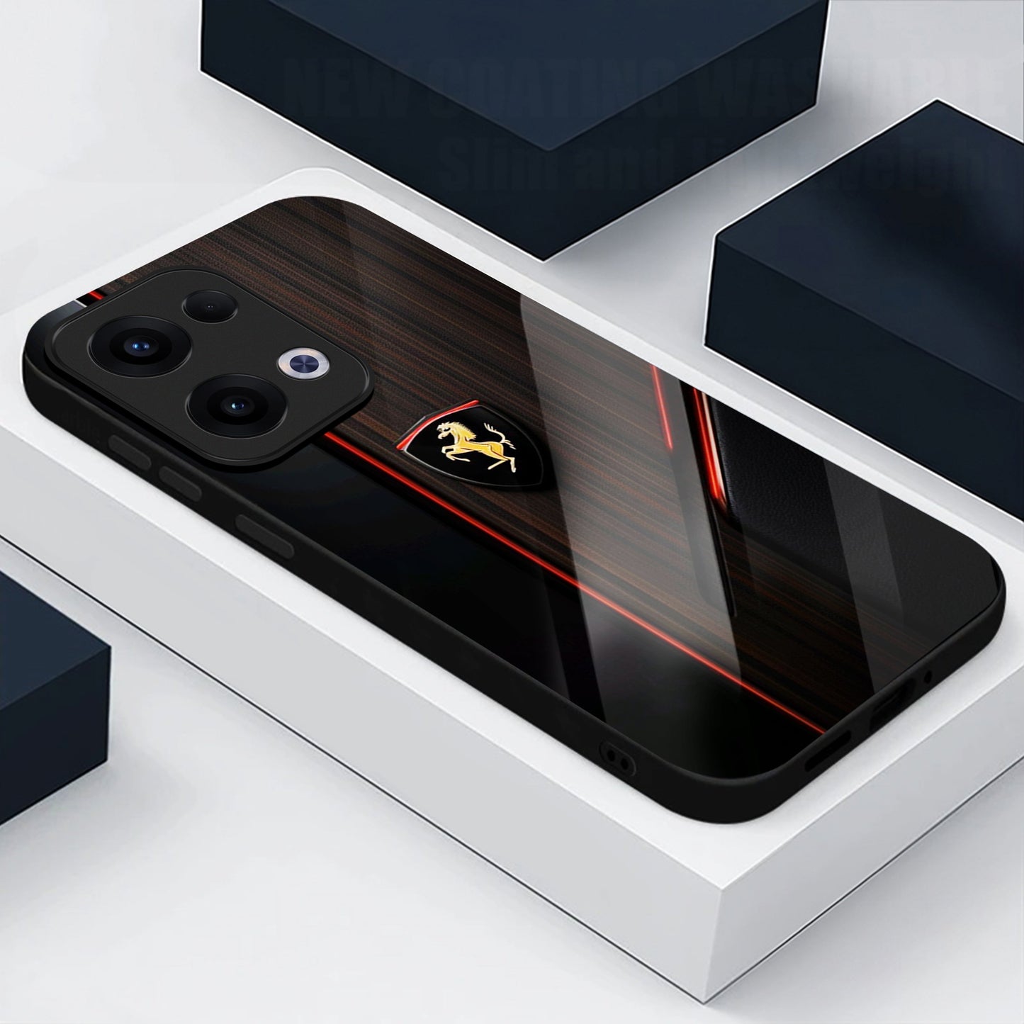 Oppo Reno 13 5G Premium Acrylic Shockproof Glass Back Case (Ferrari GT)