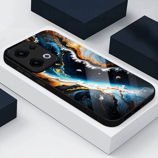 Oppo Reno 13 5G Premium Acrylic Shockproof Glass Back Case (Stellar Flow)