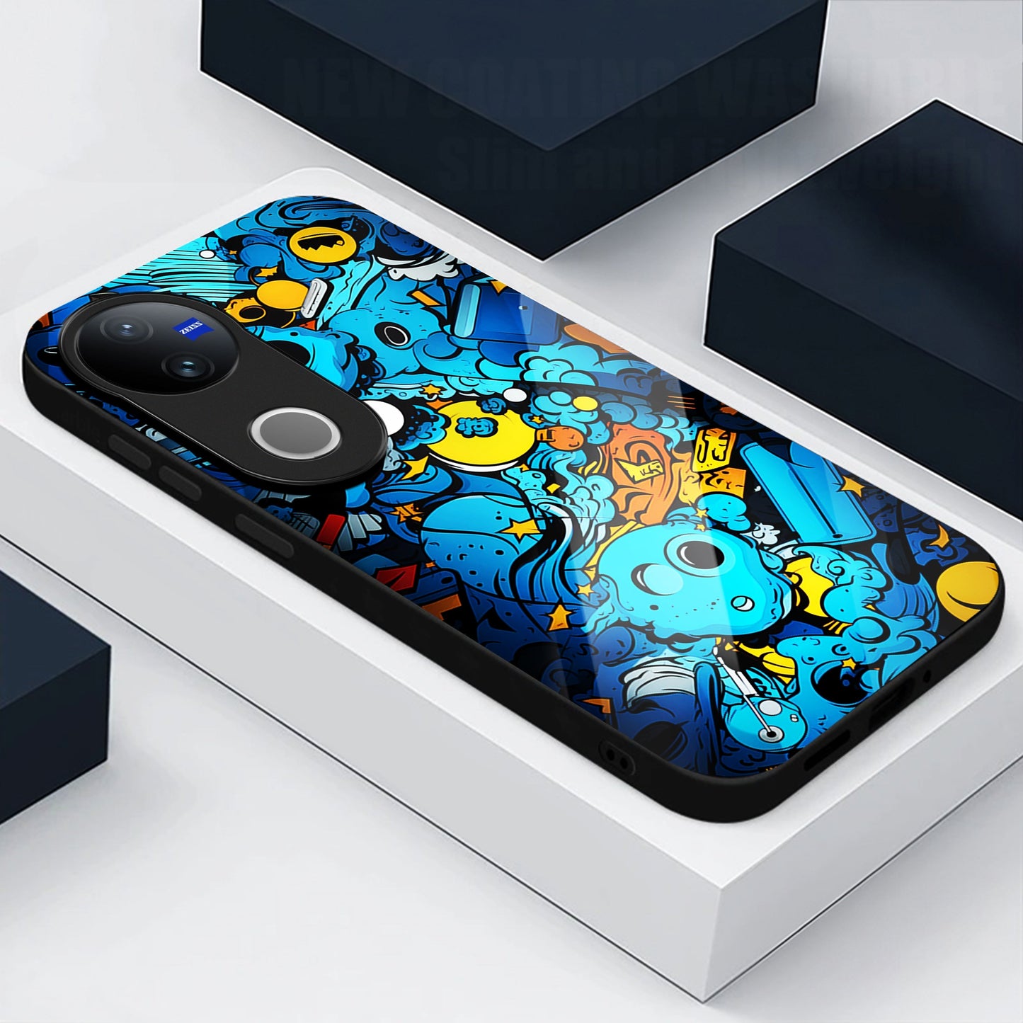 Vivo V50 5G Premium Acrylic Shockproof Glass Back Case (Graffiti Galaxy)