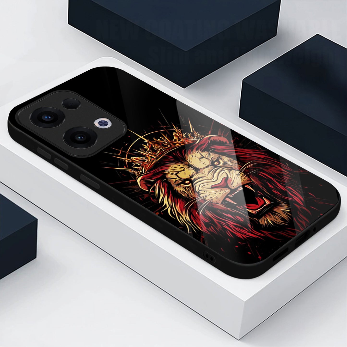 Oppo Reno 13 5G Premium Acrylic Shockproof Glass Back Case (King's Roar)