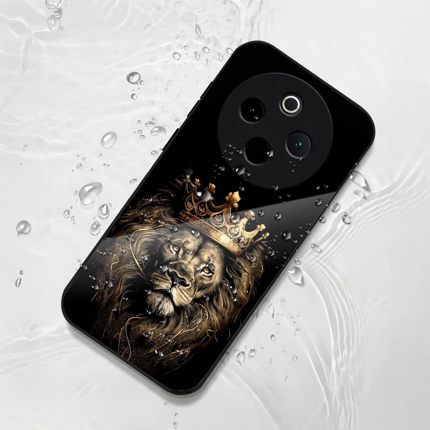 Vivo T4 5G Premium Acrylic Shockproof Glass Back Case (Crowned Lion)
