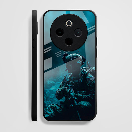 Vivo T4 5G Premium Acrylic Shockproof Glass Back Case (Soldier Case)