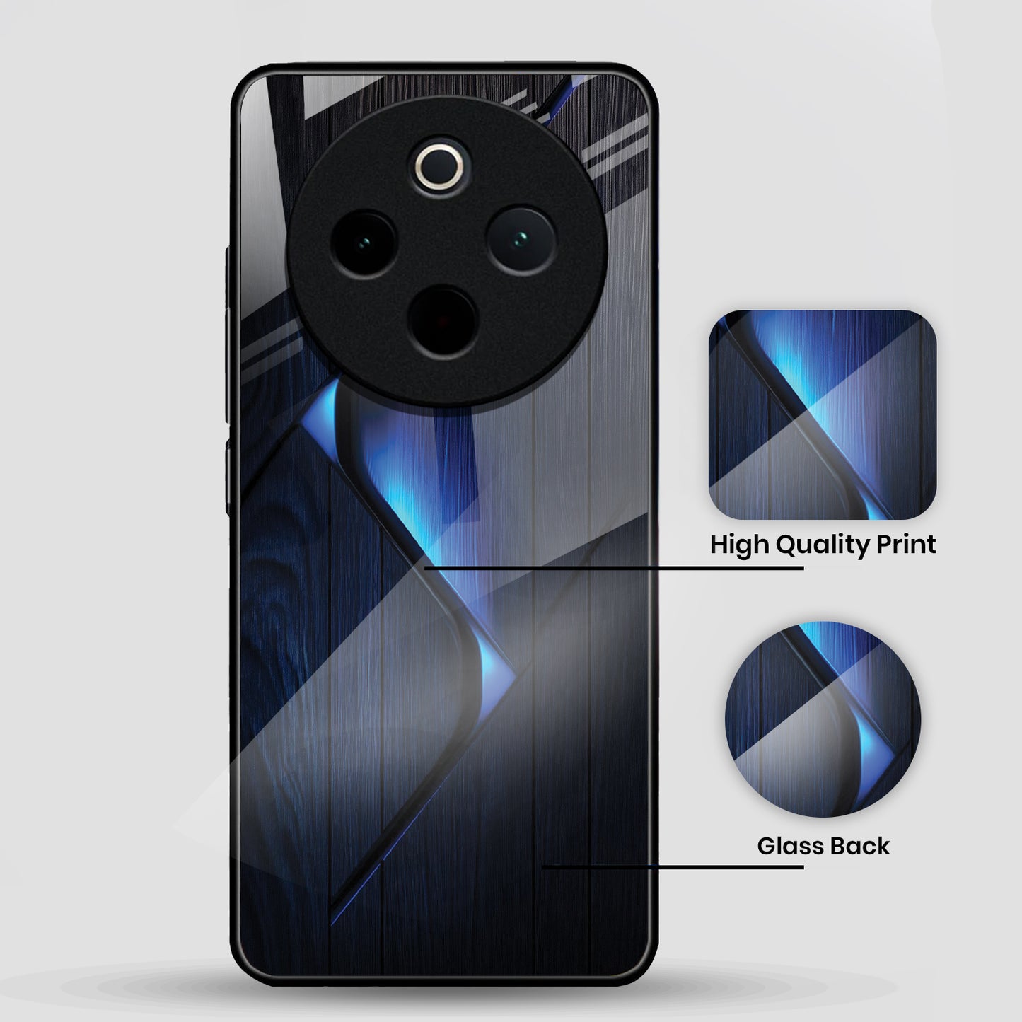 Vivo T4 5G Premium Acrylic Shockproof Glass Back Case (Blue Gradient)