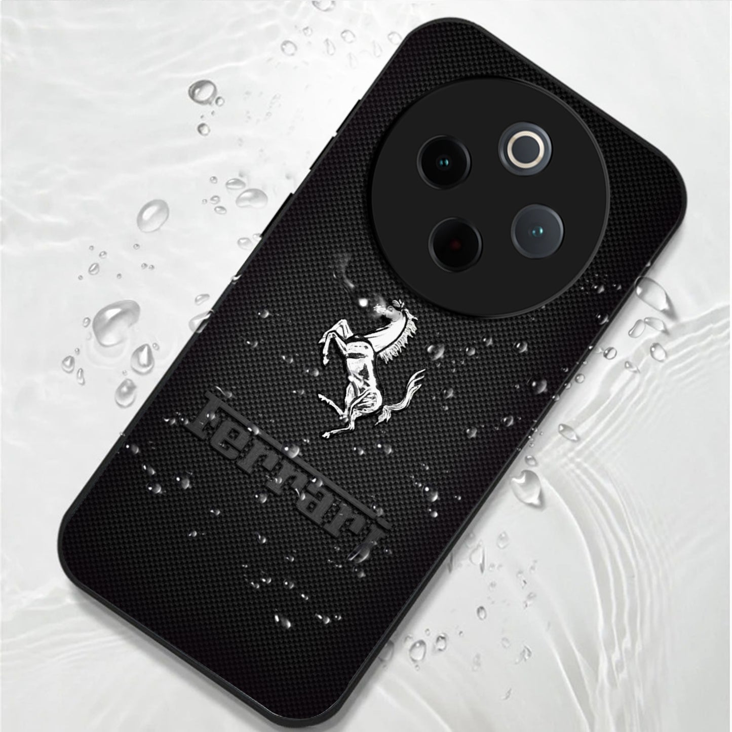 Vivo T4 5G Premium Acrylic Shockproof Glass Back Case (Ferrari Carbon Fiber)