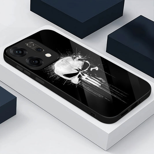 Oppo Reno 14 5G Premium Acrylic Shockproof Glass Back Case (Punisher Skull)