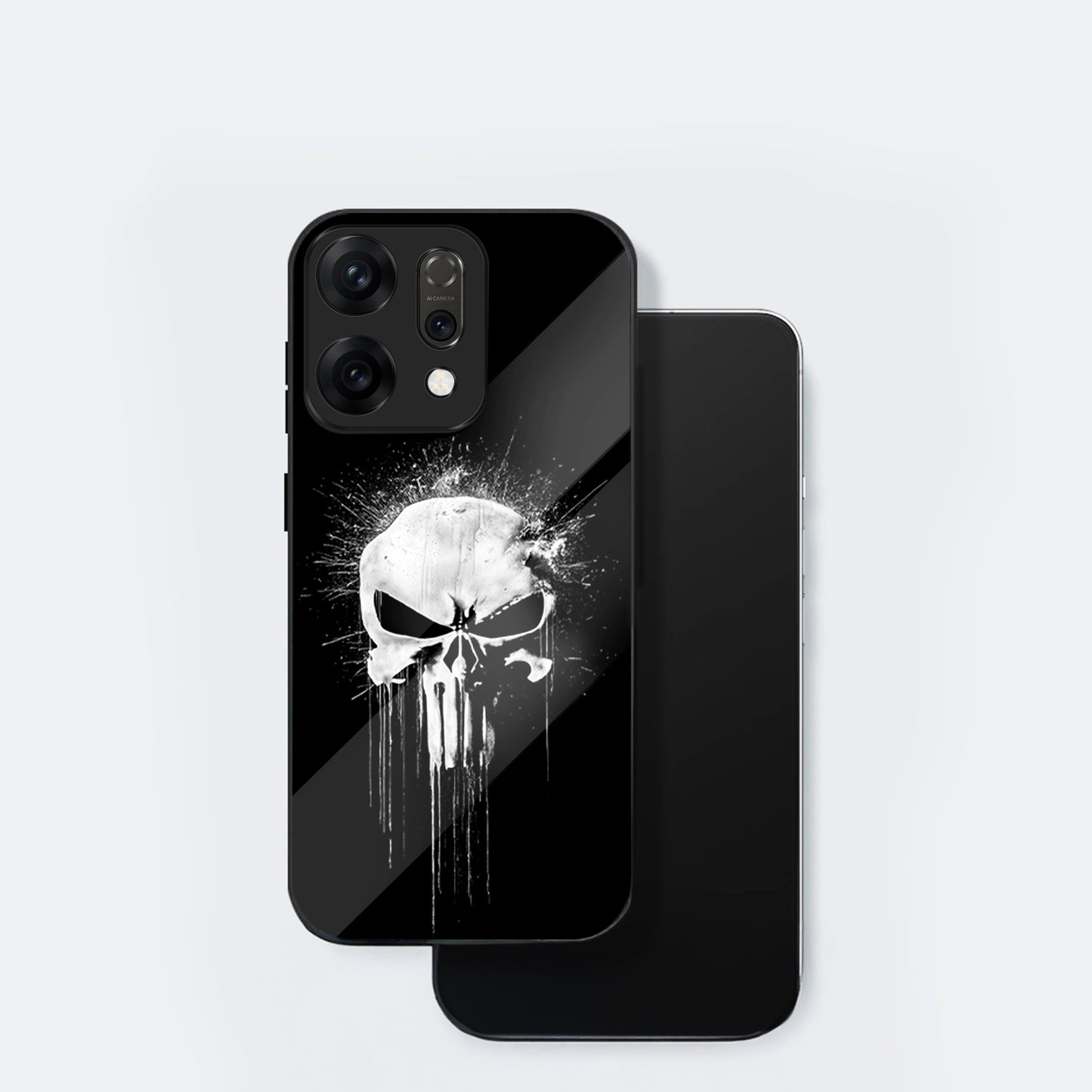 Oppo Reno 14 5G Premium Acrylic Shockproof Glass Back Case (Punisher Skull)