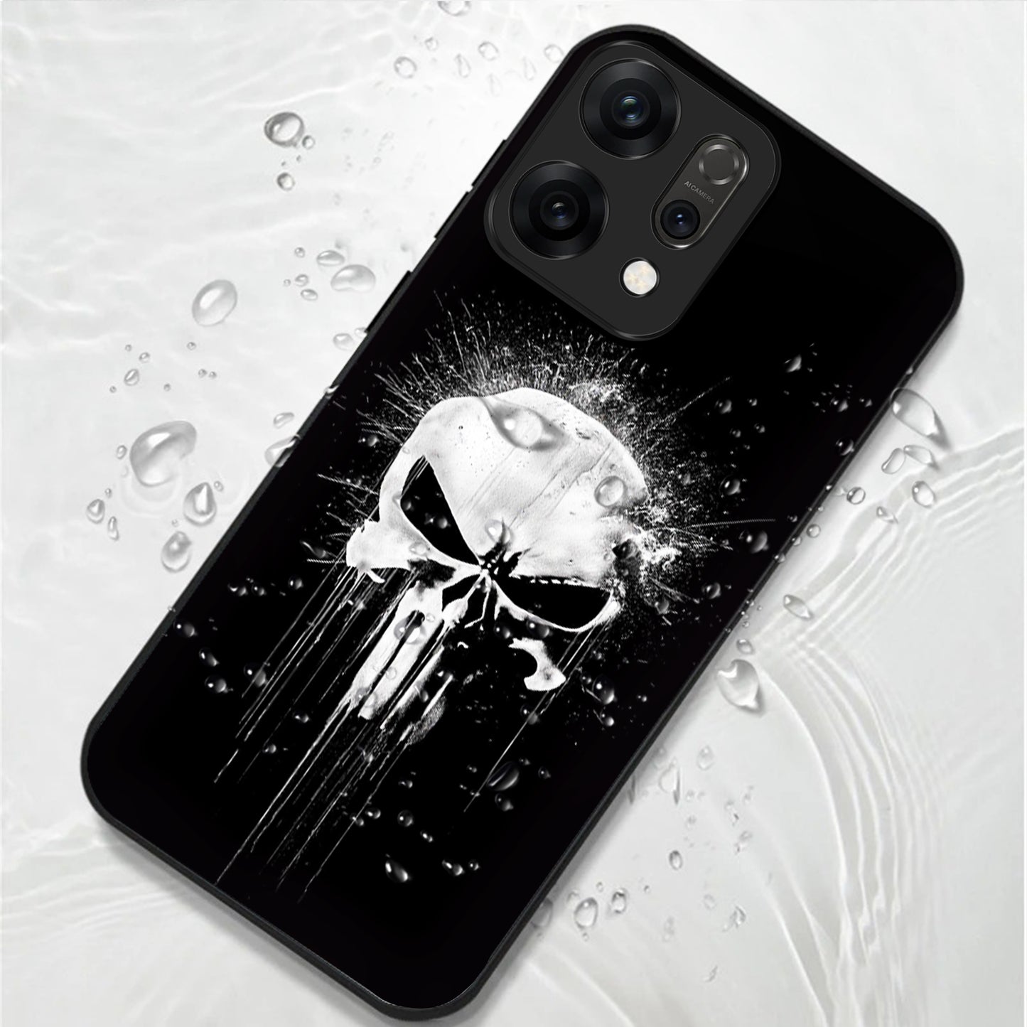 Oppo Reno 14 5G Premium Acrylic Shockproof Glass Back Case (Punisher Skull)