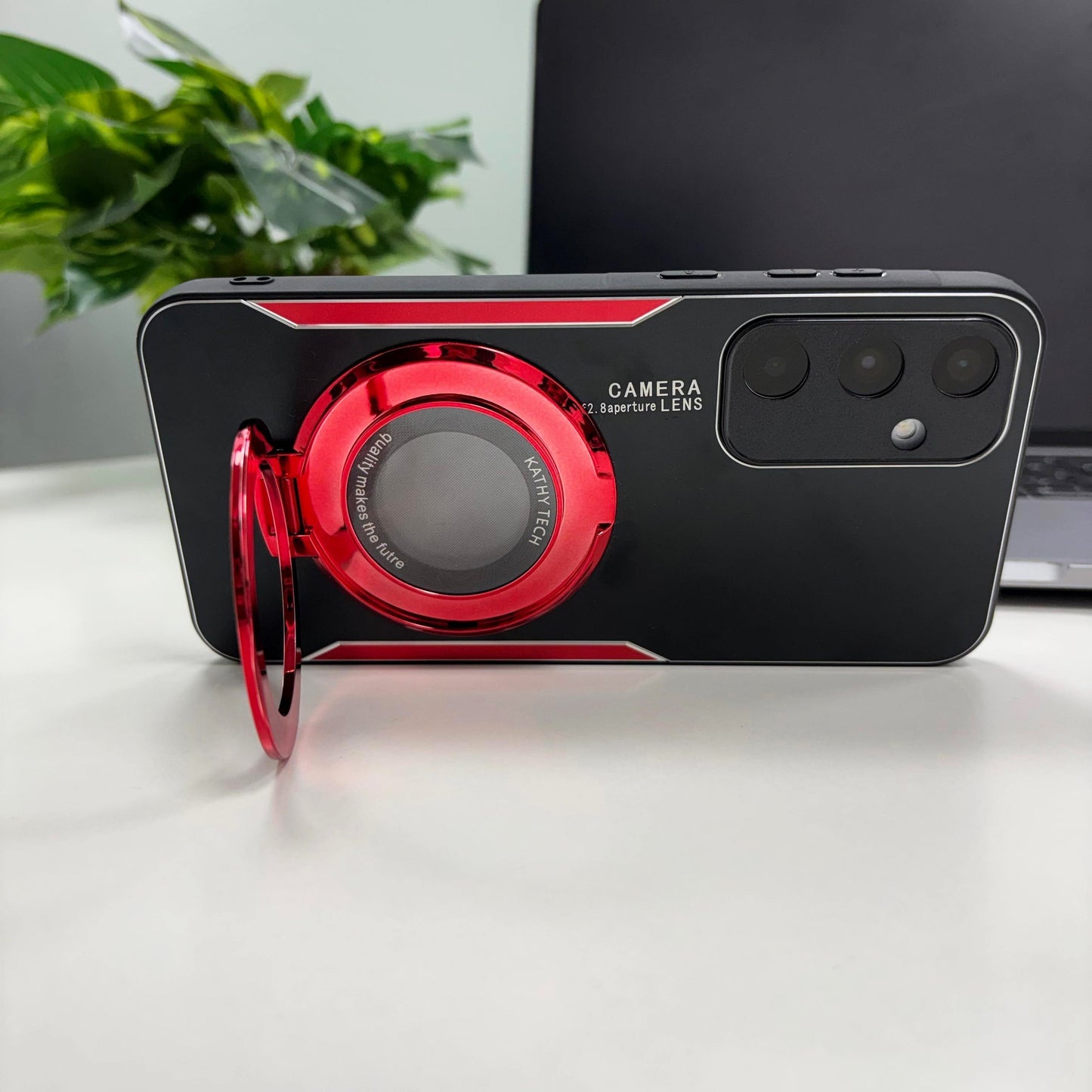 Samsung Galaxy A35 5G Original Luxury Aluminium Metal Magnifier Ring Stand Case