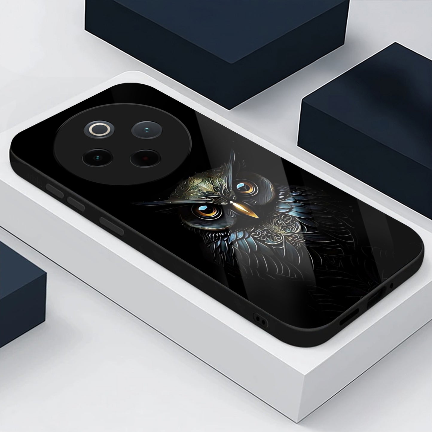 Vivo T4 5G Premium Acrylic Shockproof Glass Back Case (Midnight Owl)