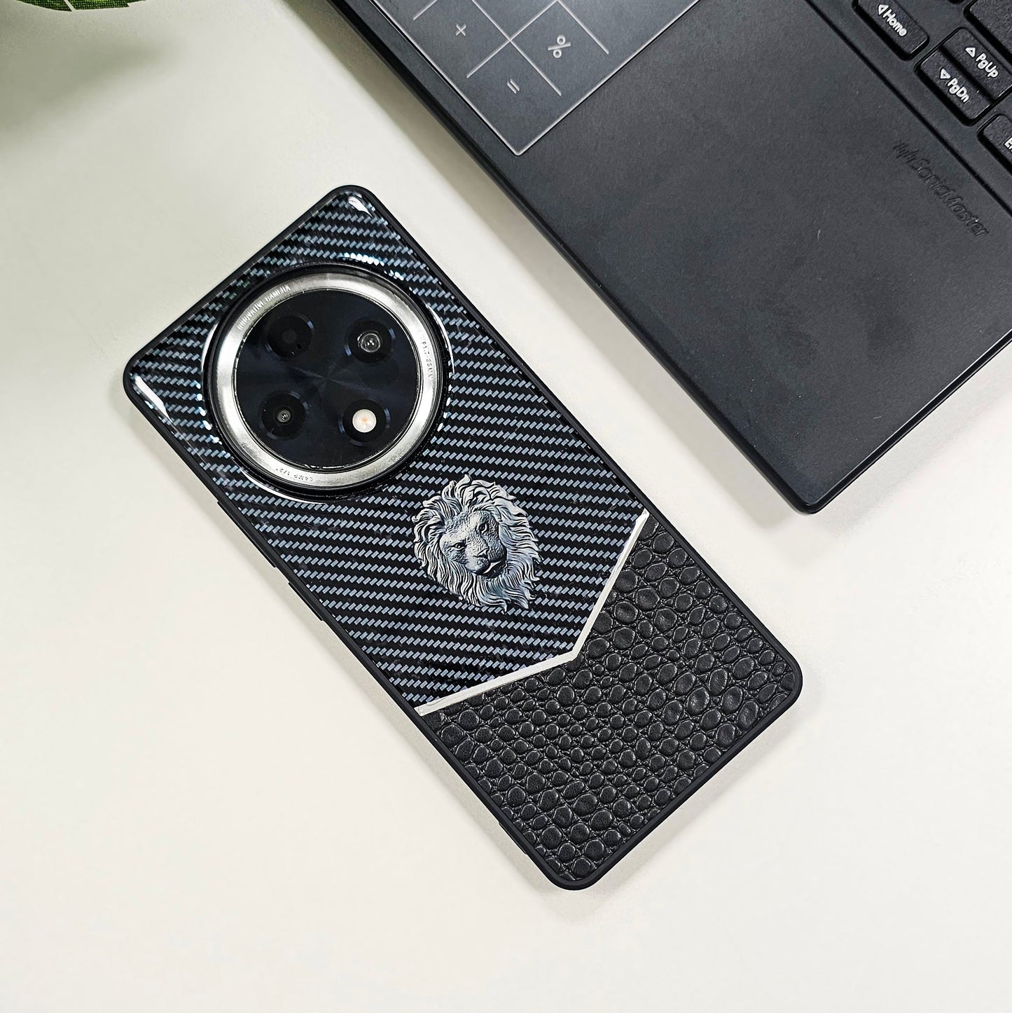 OPPO F27 PRO+ 5G Luxury Lion Pattern Leather And Liquid Silicone Case