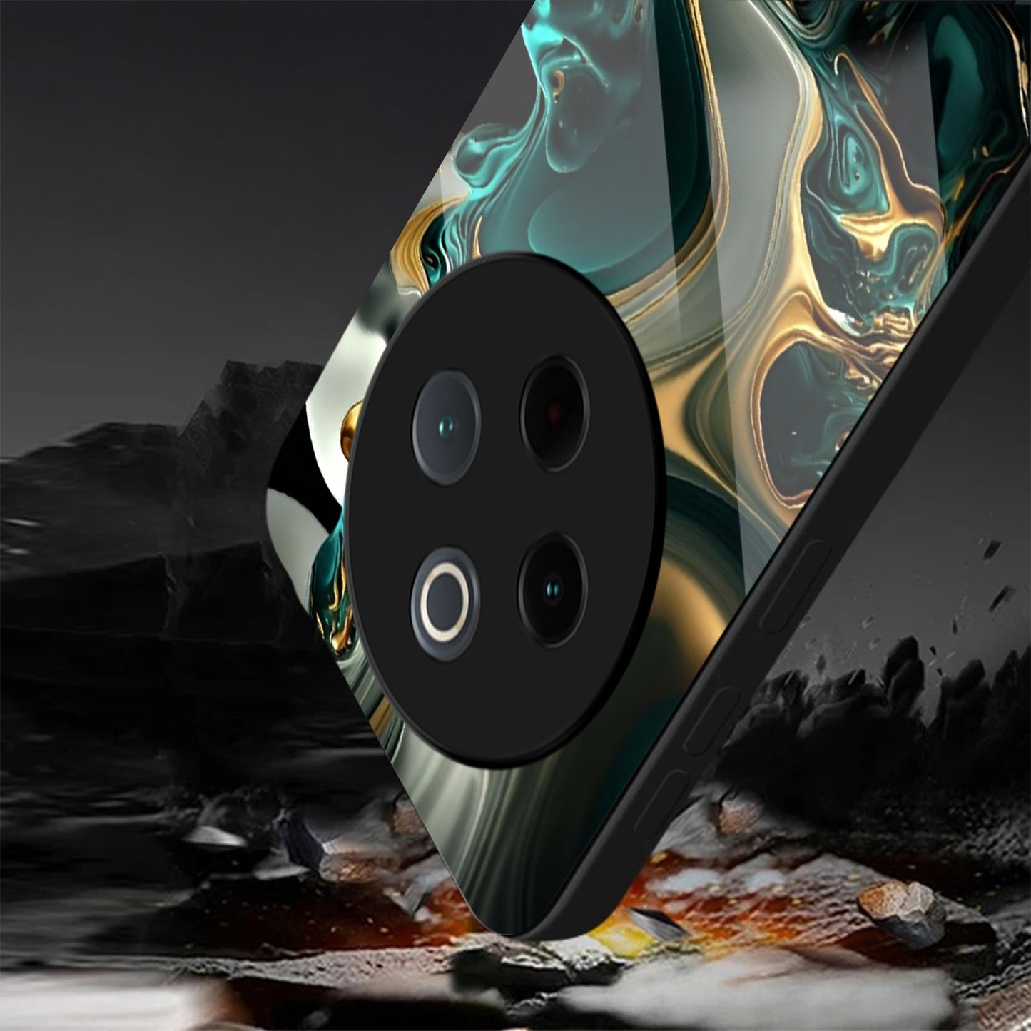 Vivo T4 5G Premium Acrylic Shockproof Glass Back Case (Ocean Ember)