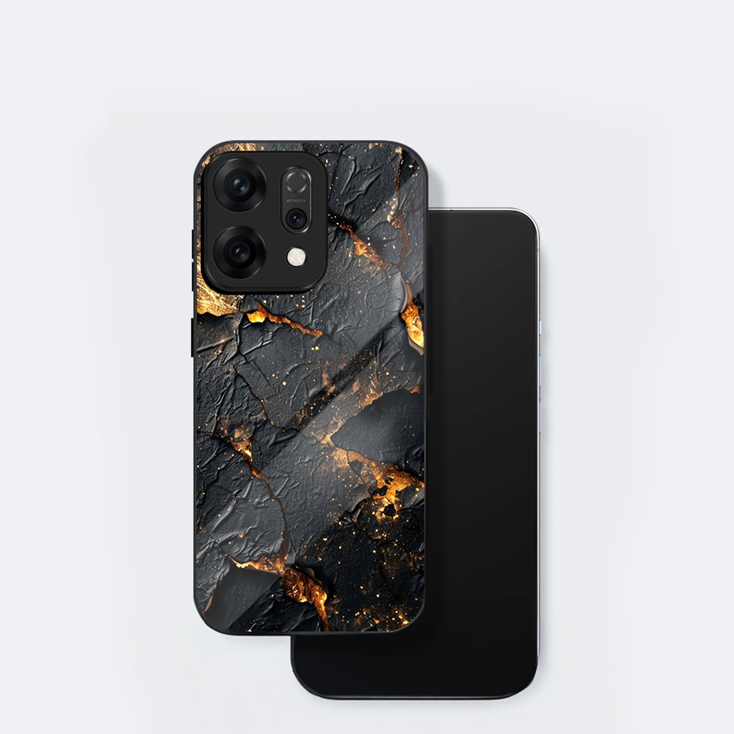 Oppo Reno 14 5G Premium Acrylic Shockproof Glass Back Case (Volcanic Gold)