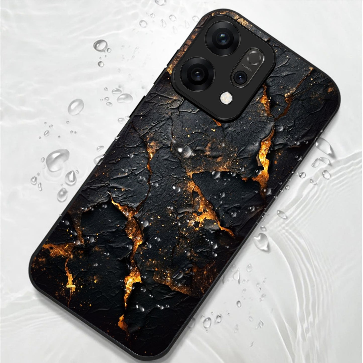 Oppo Reno 14 5G Premium Acrylic Shockproof Glass Back Case (Volcanic Gold)