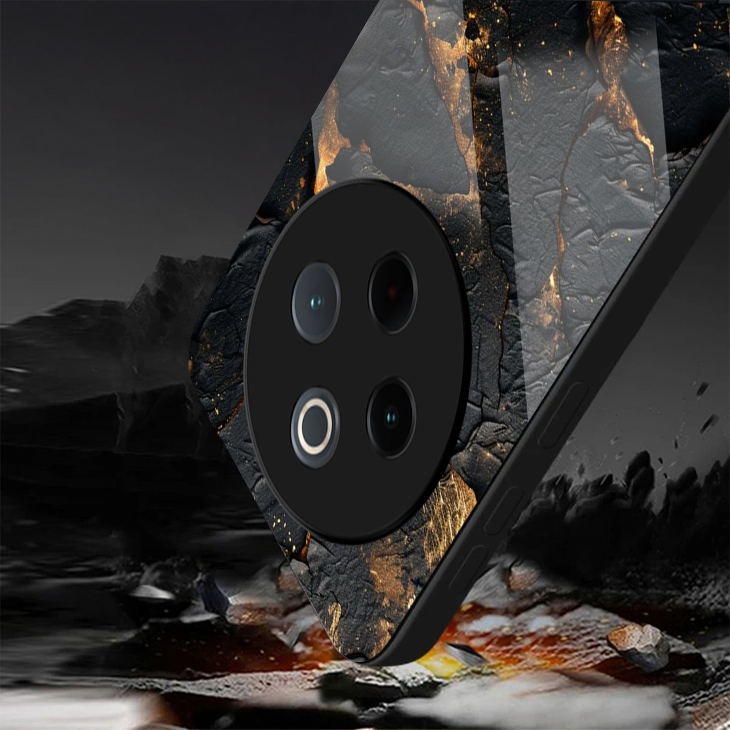 Vivo T4 5G Premium Acrylic Shockproof Glass Back Case (Volcanic Gold)