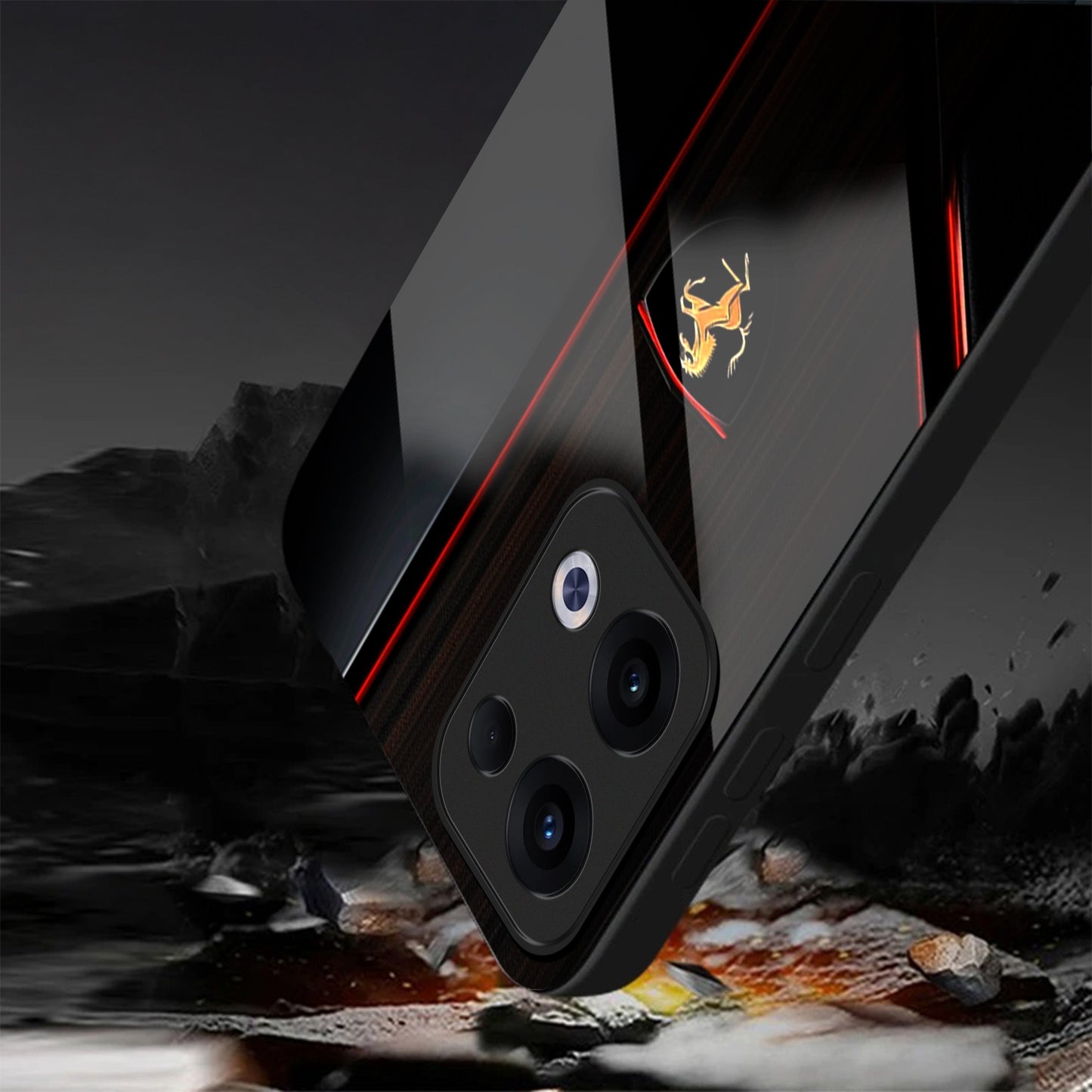 Oppo Reno 13 5G Premium Acrylic Shockproof Glass Back Case (Ferrari GT)