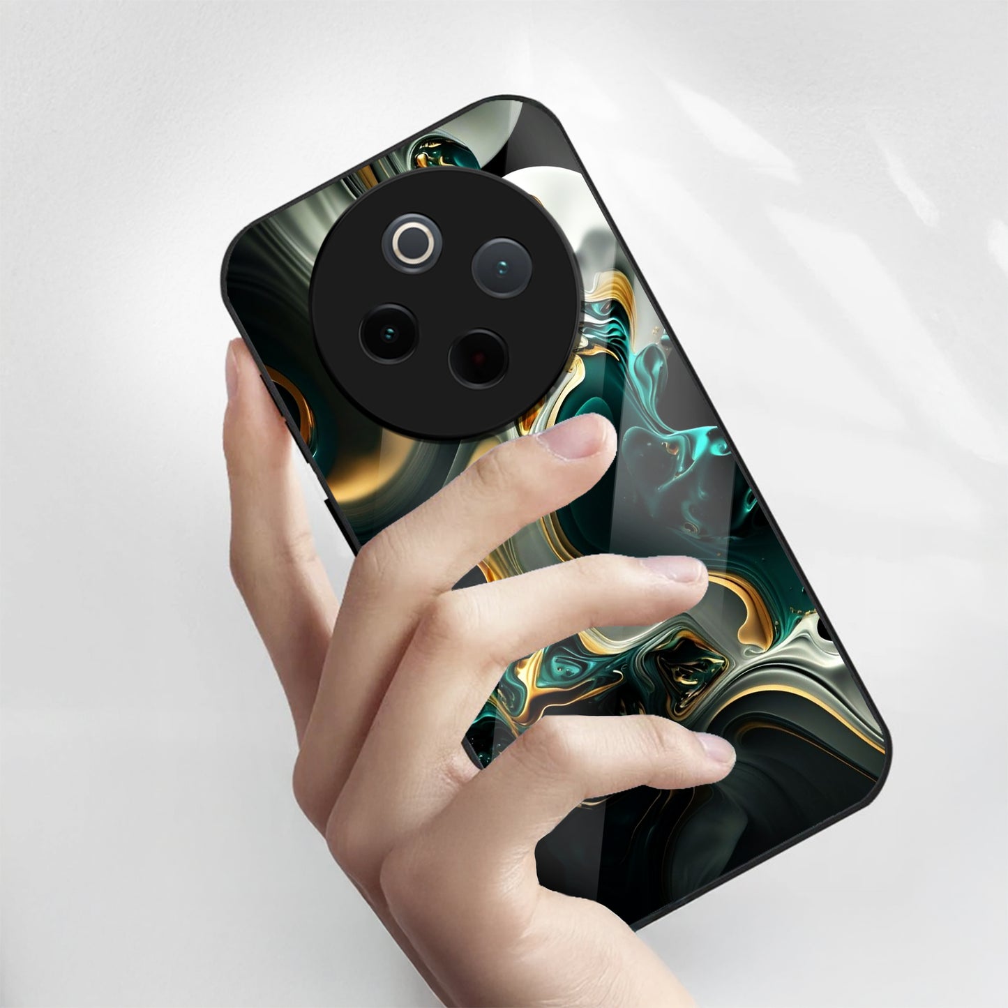 Vivo T4 5G Premium Acrylic Shockproof Glass Back Case (Ocean Ember)