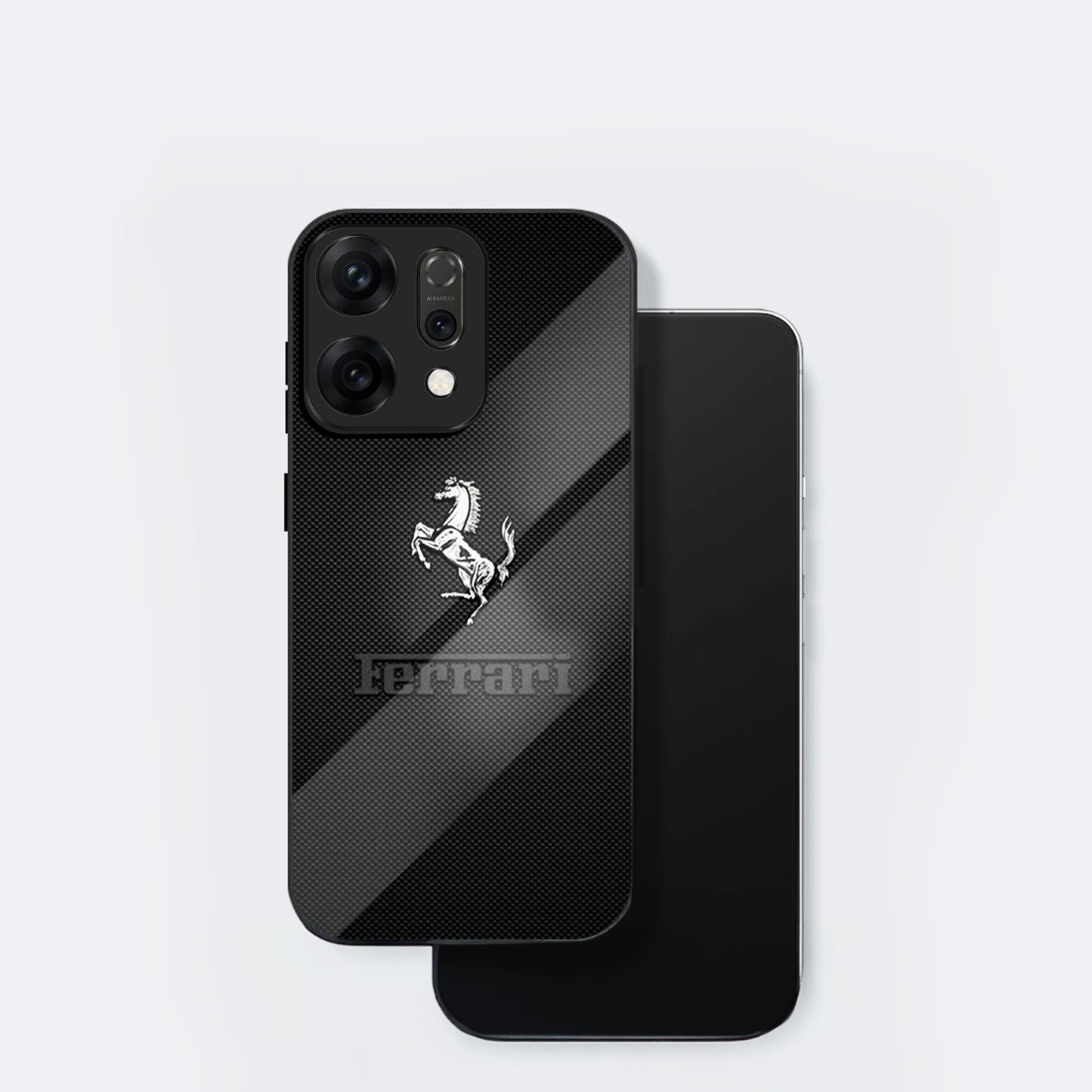 Oppo Reno 14 5G Premium Acrylic Shockproof Glass Back Case (Ferrari Carbon Fiber)