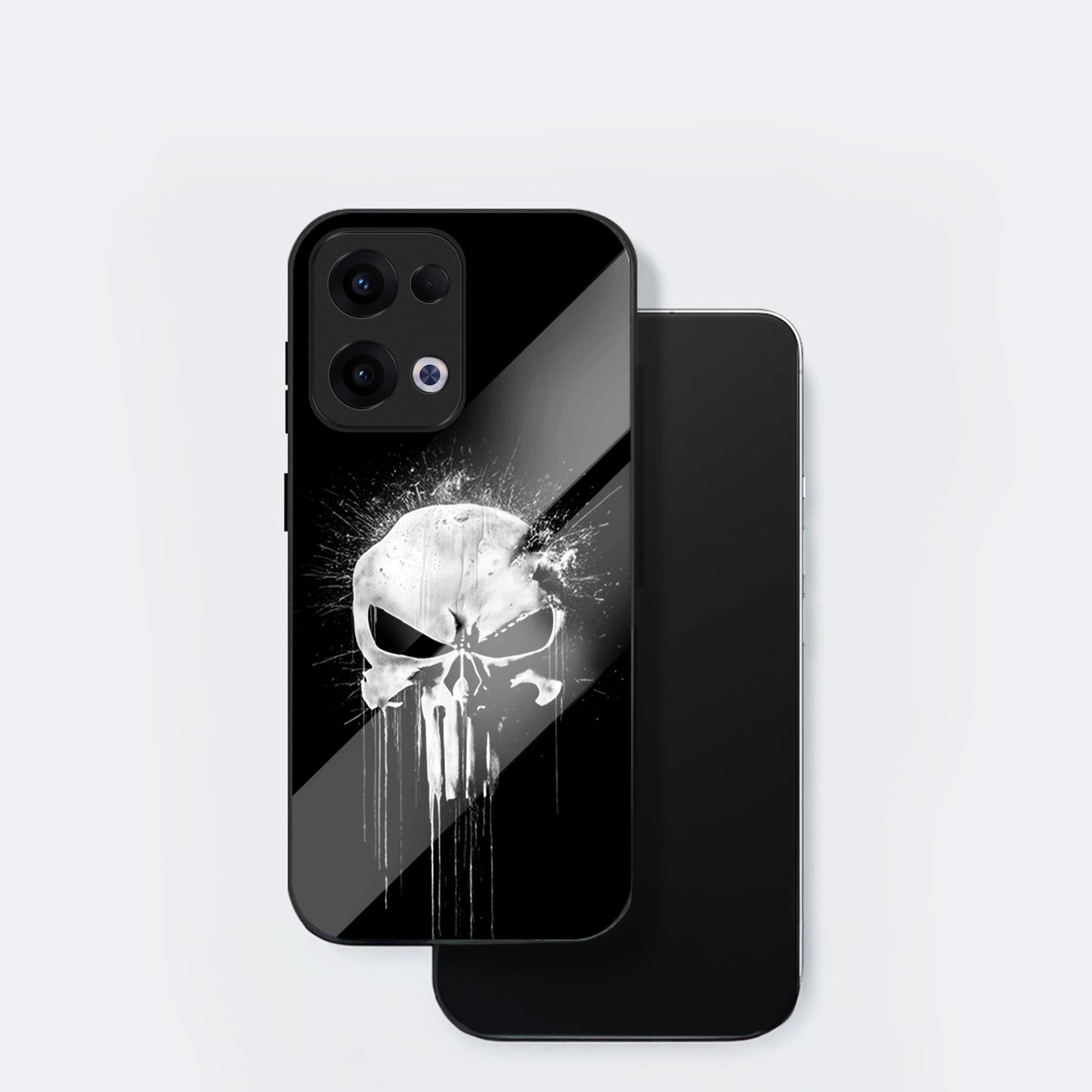 Oppo Reno 13 5G Premium Acrylic Shockproof Glass Back Case (Punisher Skull)