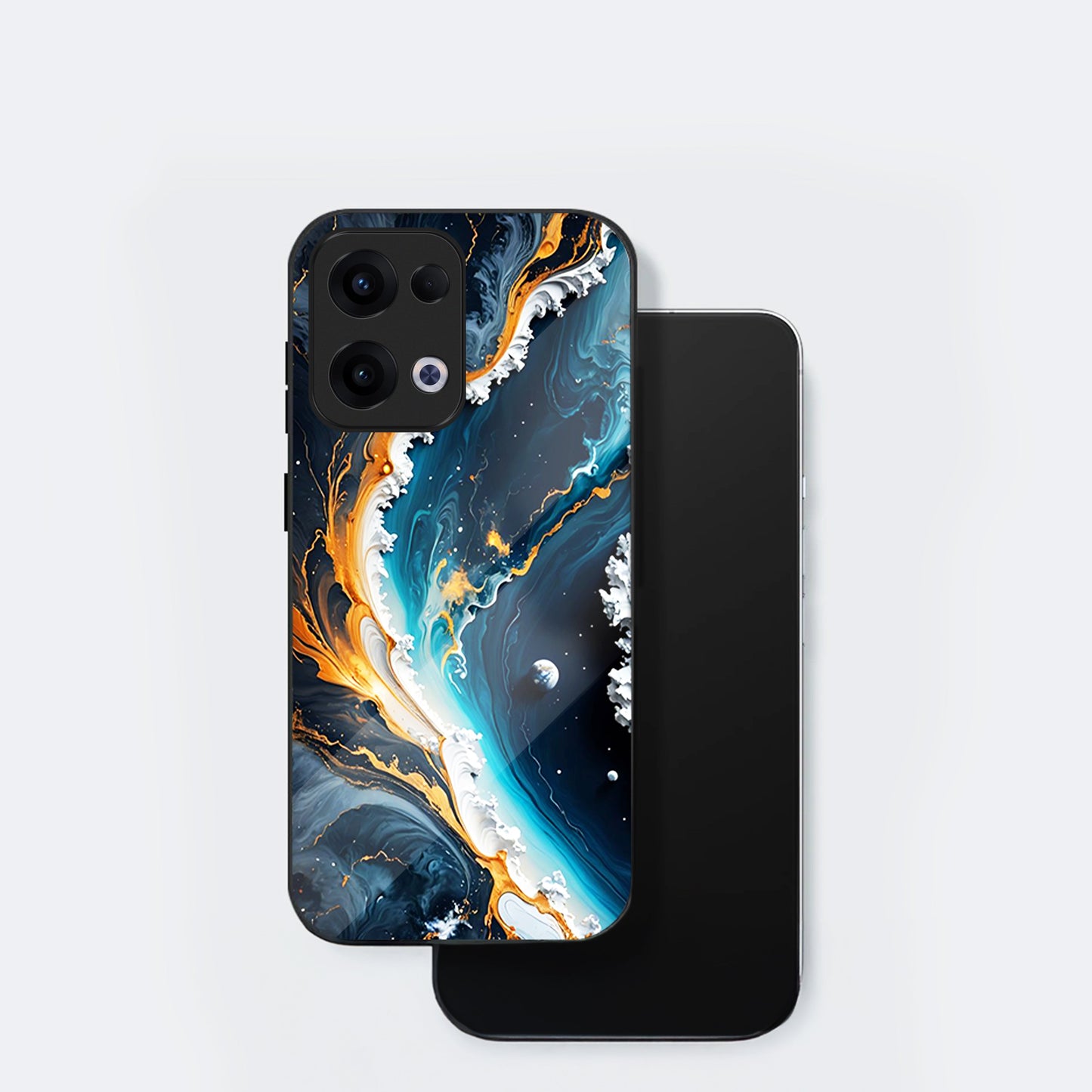 Oppo Reno 13 5G Premium Acrylic Shockproof Glass Back Case (Stellar Flow)