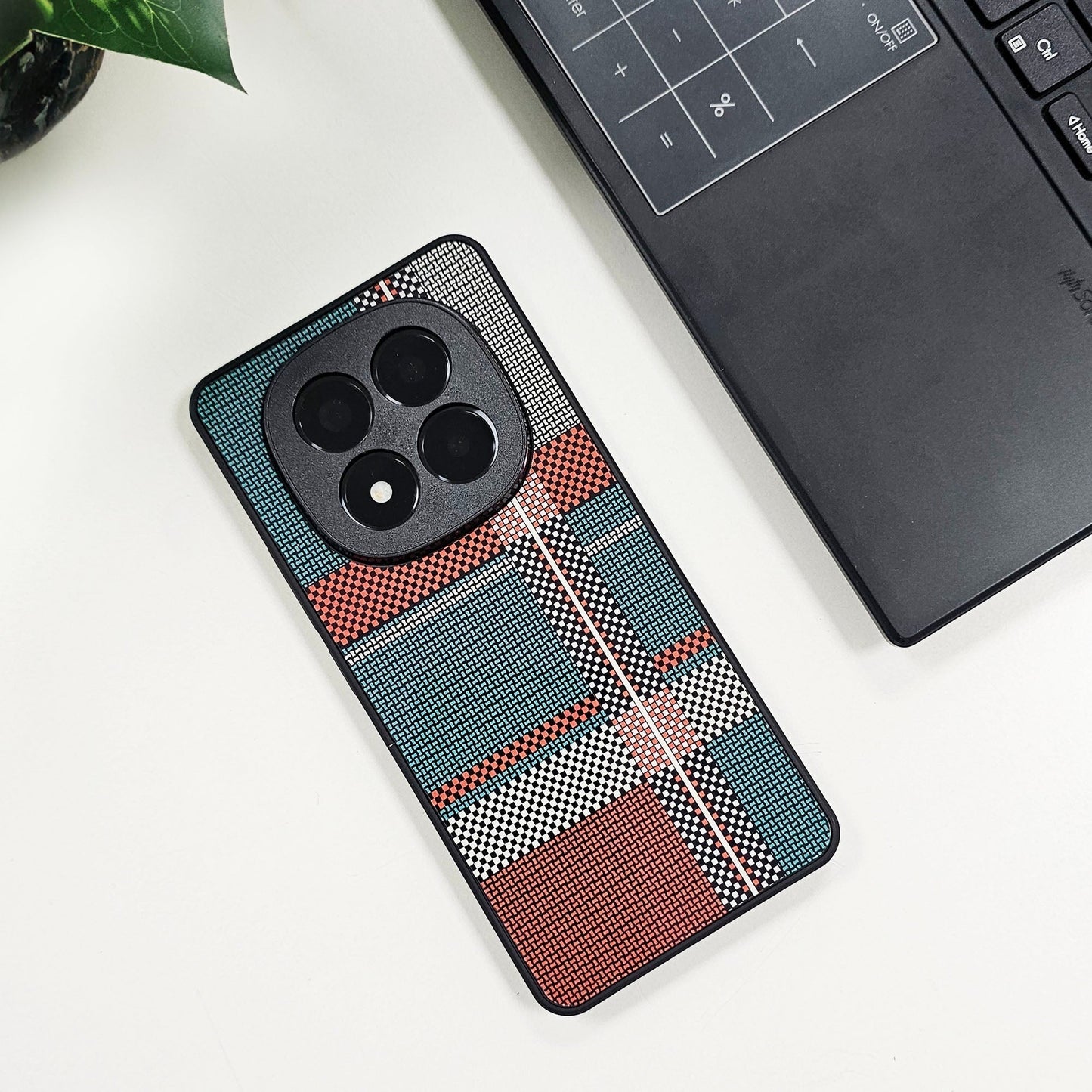 Redmi Note 14 Pro+ 5G Luxury Grid Pattern Glass Back Shockproof Case