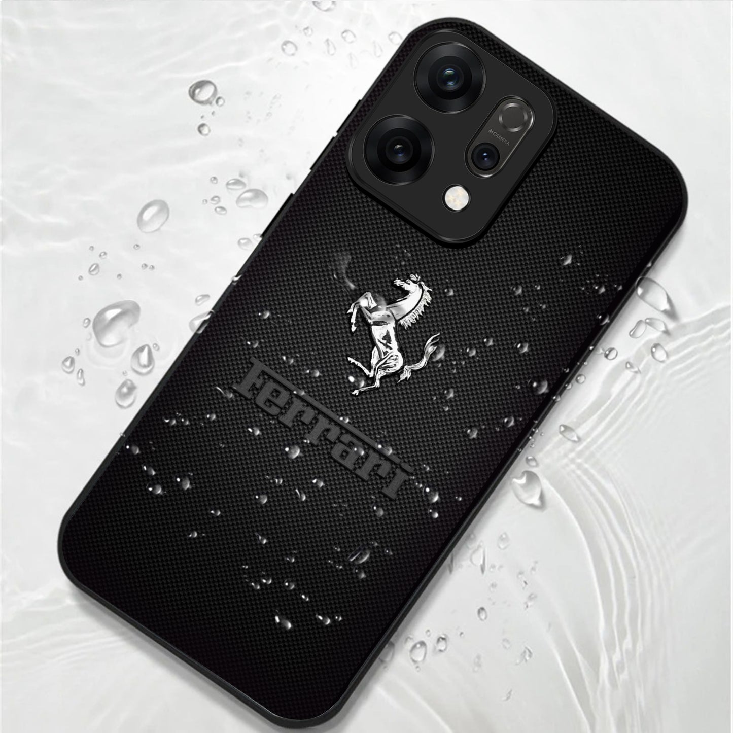 Oppo Reno 14 5G Premium Acrylic Shockproof Glass Back Case (Ferrari Carbon Fiber)