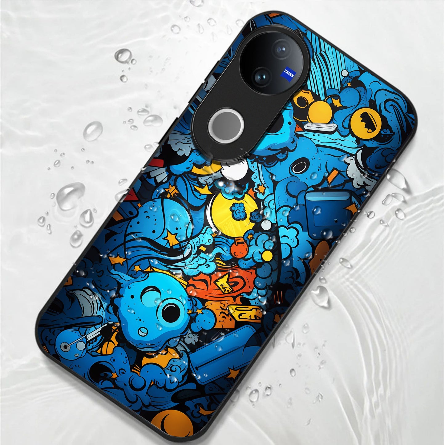 Vivo V50 5G Premium Acrylic Shockproof Glass Back Case (Graffiti Galaxy)