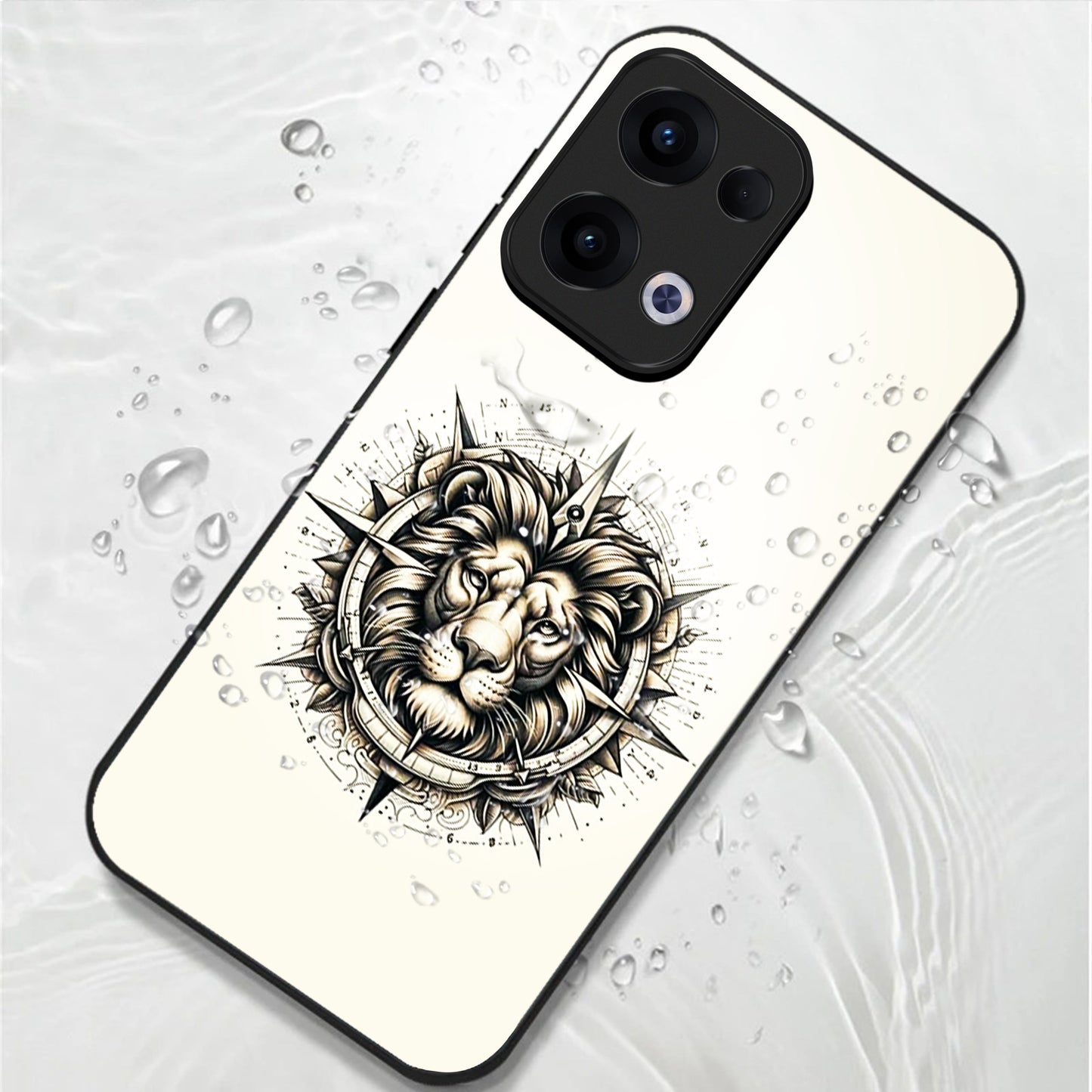 Oppo Reno 13 5G Premium Acrylic Shockproof Glass Back Case (Compass King)