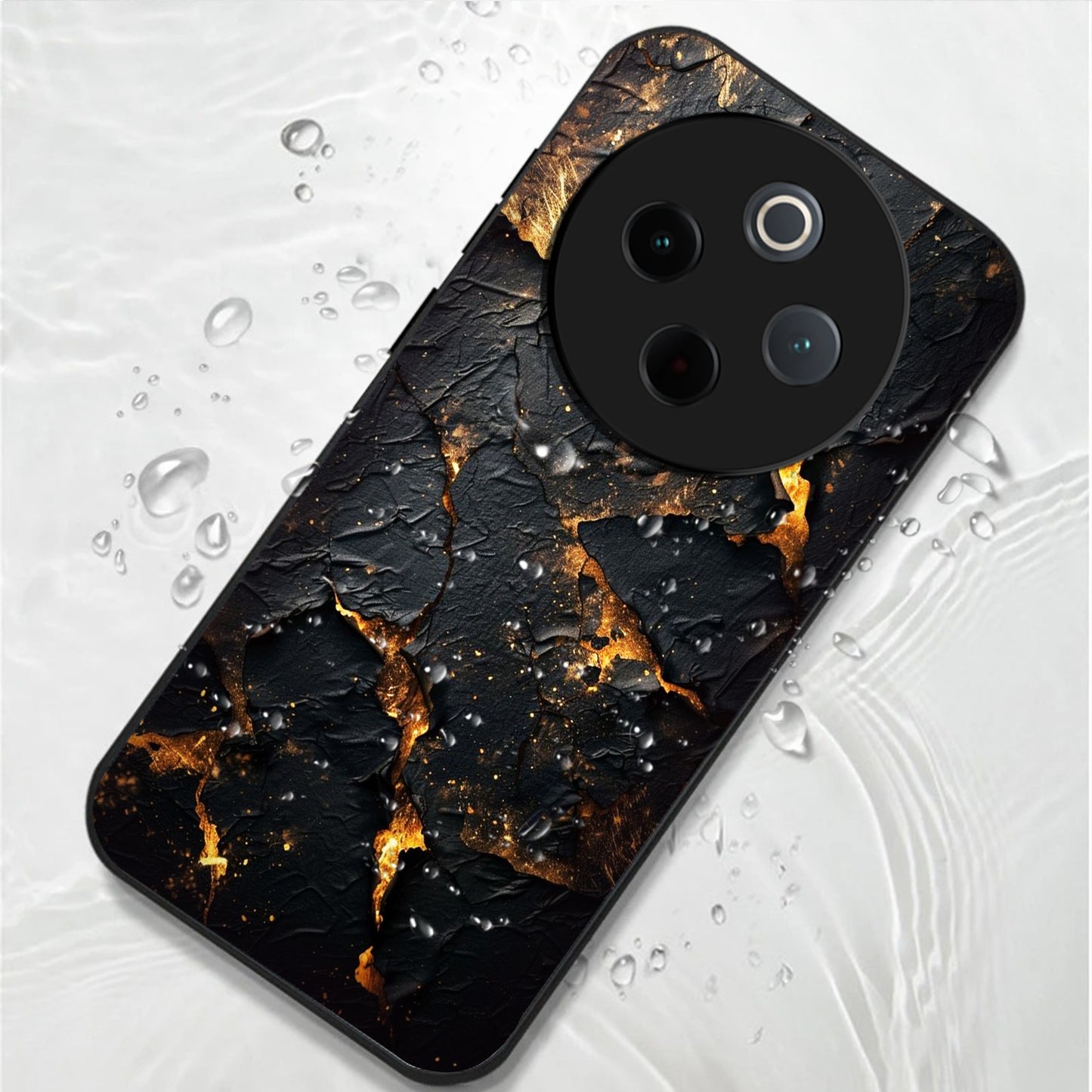 Vivo T4 5G Premium Acrylic Shockproof Glass Back Case (Volcanic Gold)