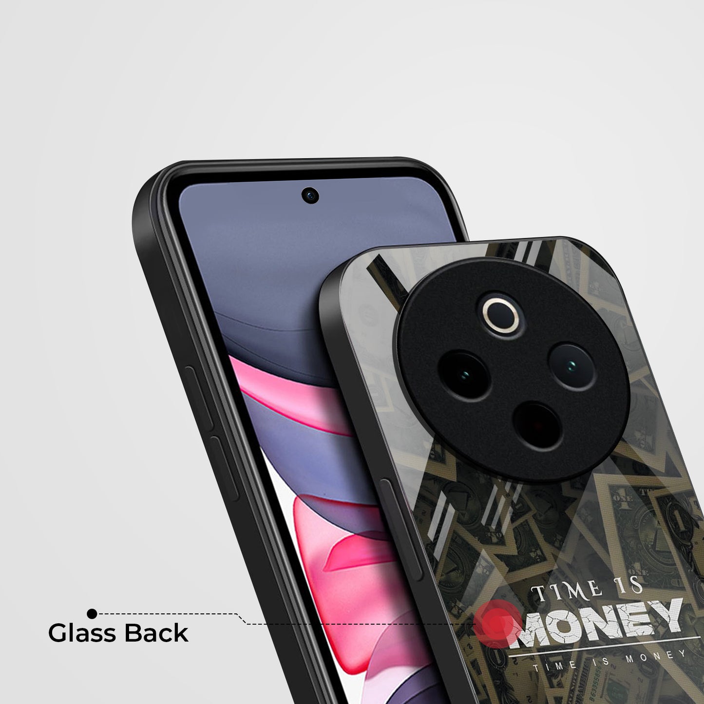 Vivo T4 5G Premium Acrylic Shockproof Glass Back Case (Time is Money)