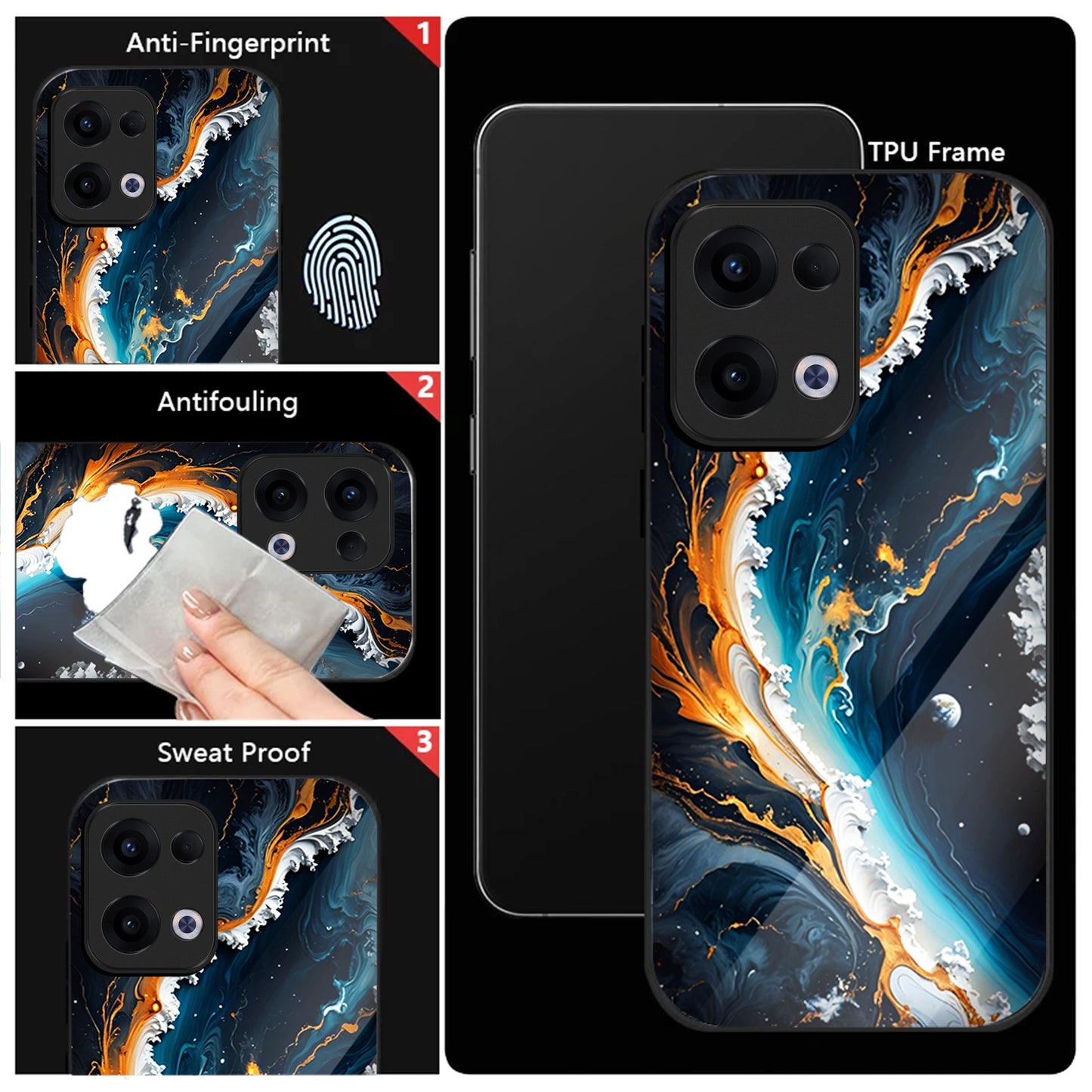 Oppo Reno 13 5G Premium Acrylic Shockproof Glass Back Case (Stellar Flow)