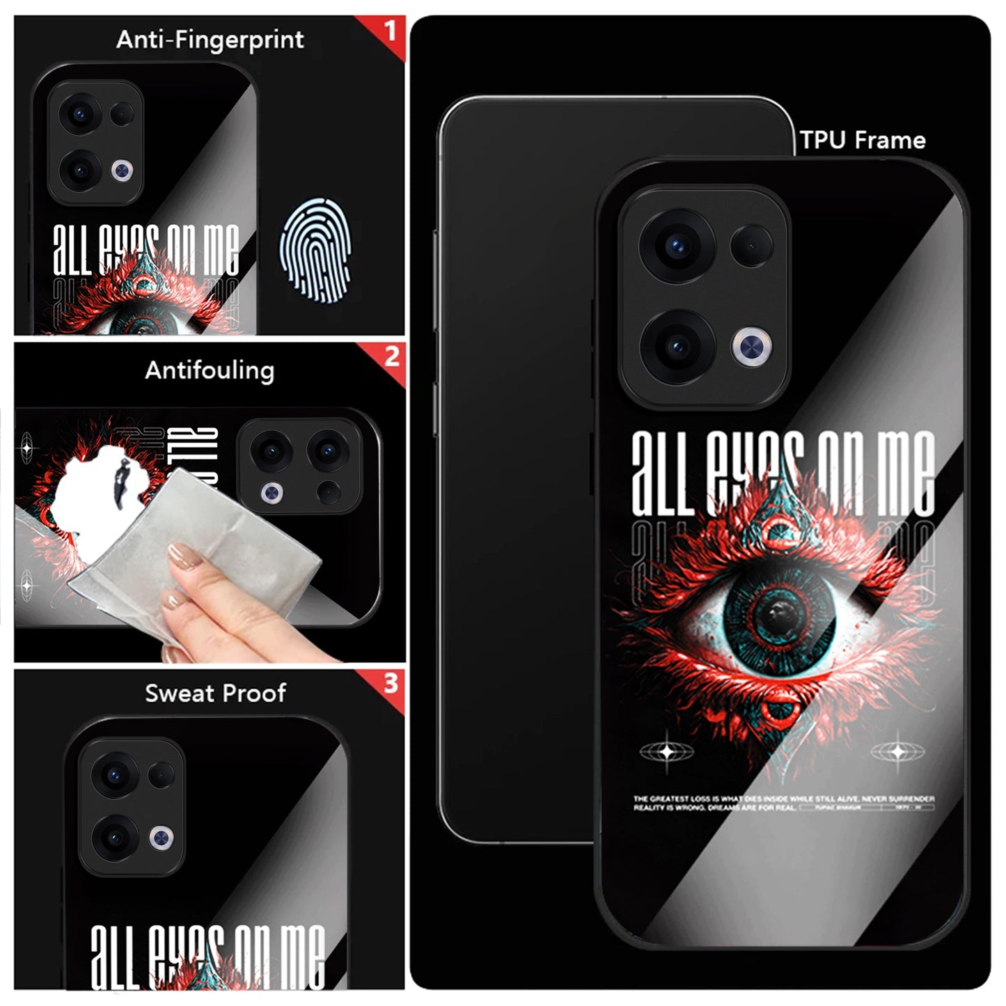 Oppo Reno 13 5G Premium Acrylic Shockproof Glass Back Case (Angry Eye)