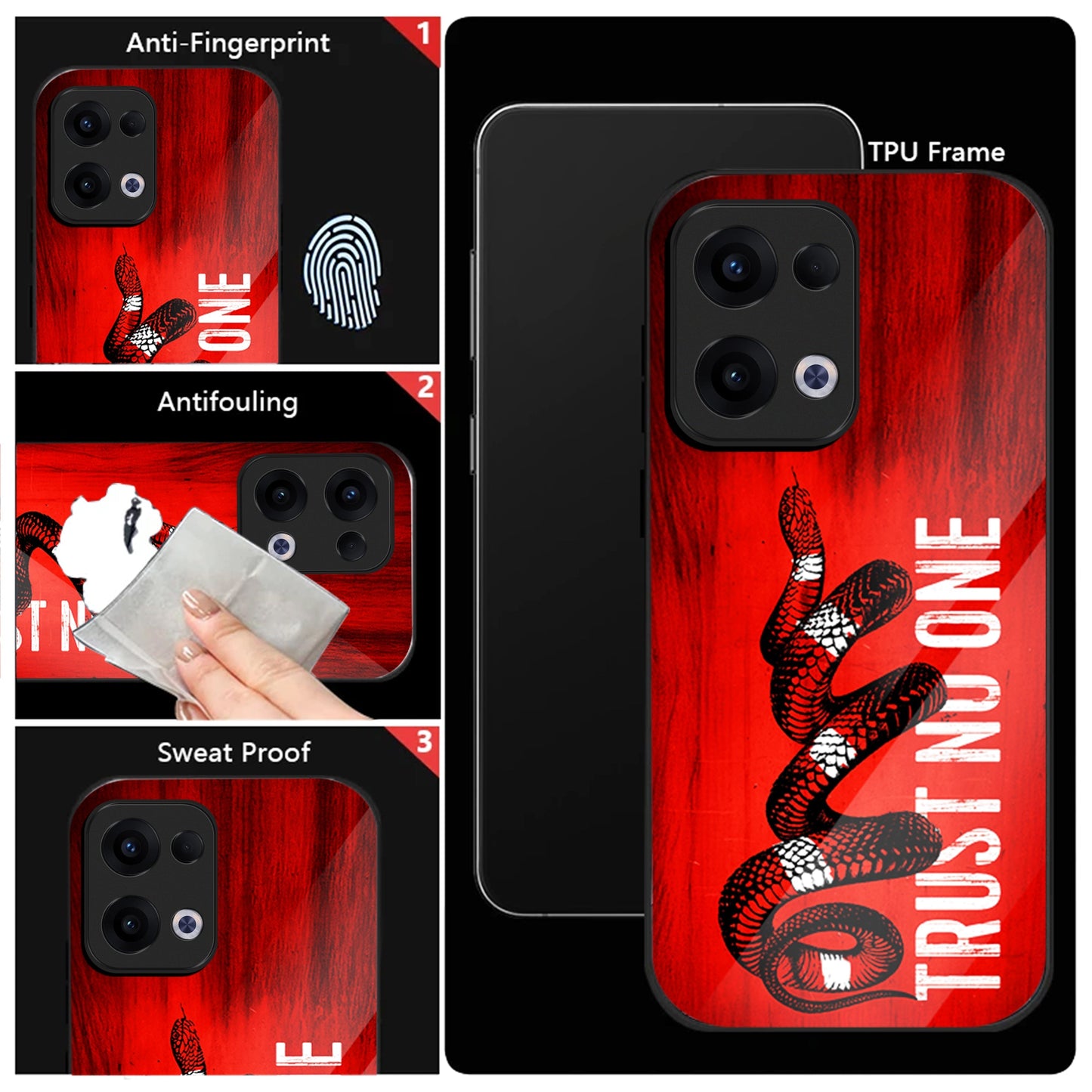 Oppo Reno 13 5G Premium Acrylic Shockproof Glass Back Case (Trust No One Edition)