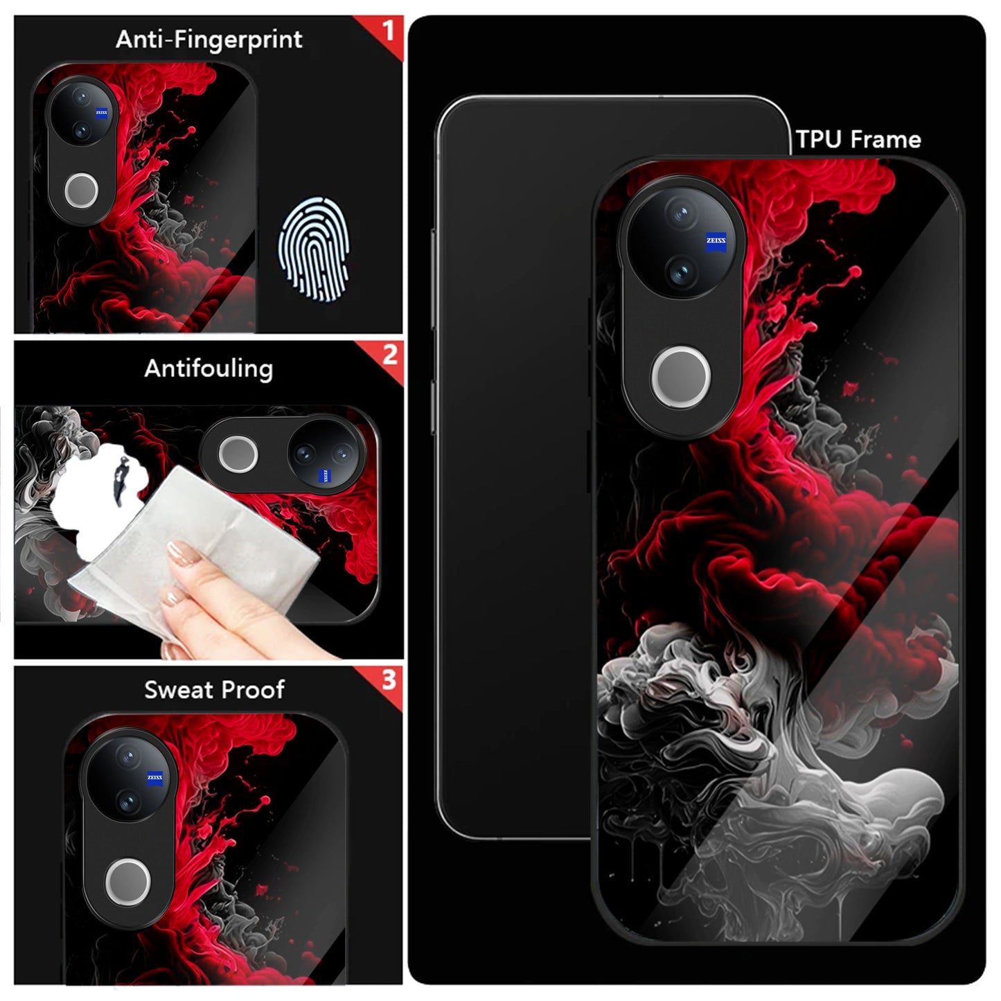 Vivo V50 5G Premium Acrylic Shockproof Glass Back Case (Infernal Drift)