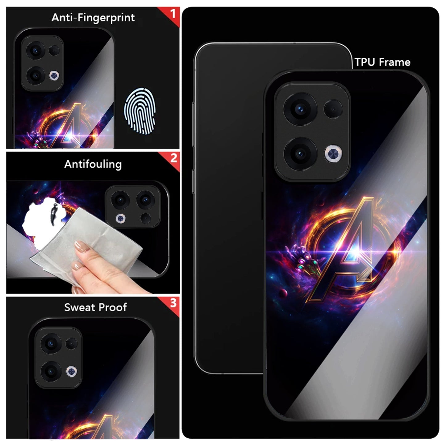 Oppo Reno 13 5G Premium Acrylic Shockproof Glass Back Case (Endgame Impact)