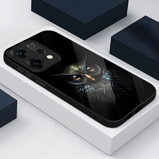 Oppo Reno 14 5G Premium Acrylic Shockproof Glass Back Case (Midnight Owl)