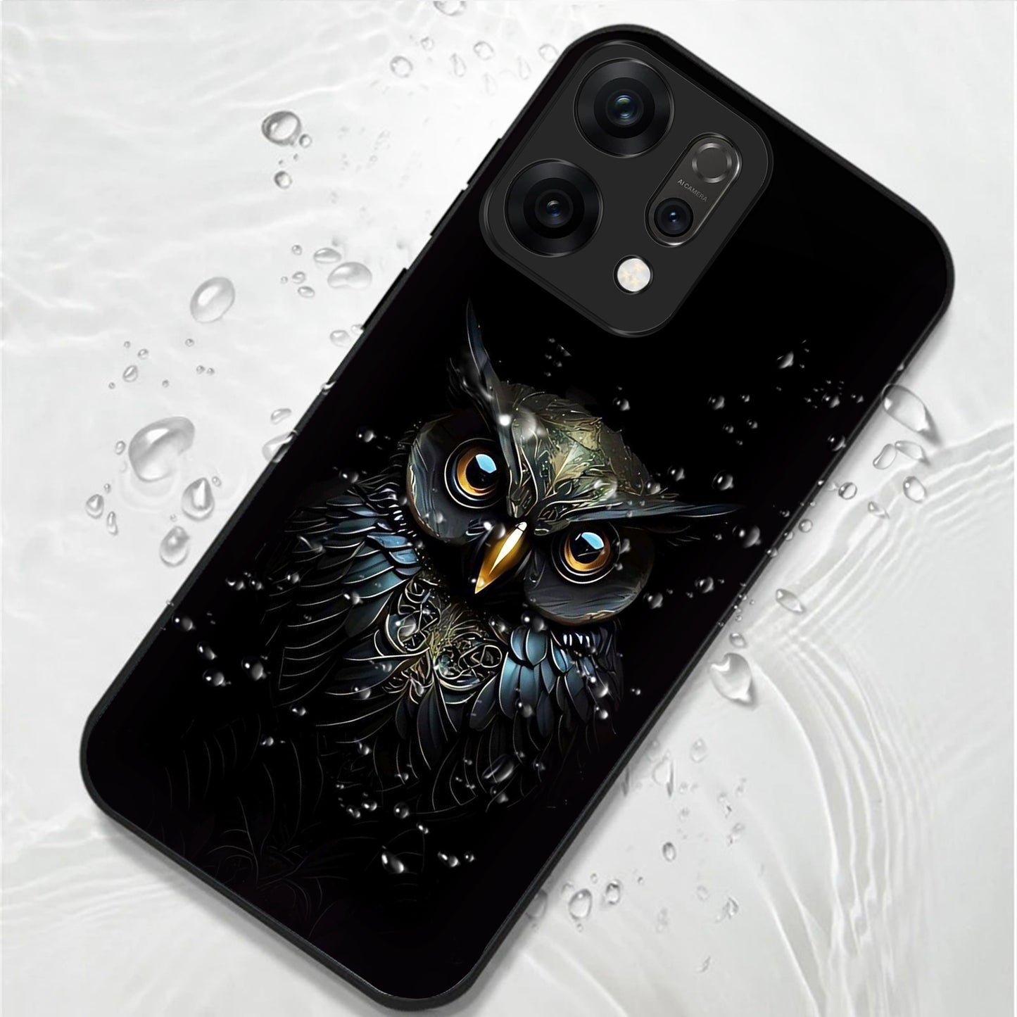 Oppo Reno 14 5G Premium Acrylic Shockproof Glass Back Case (Midnight Owl)