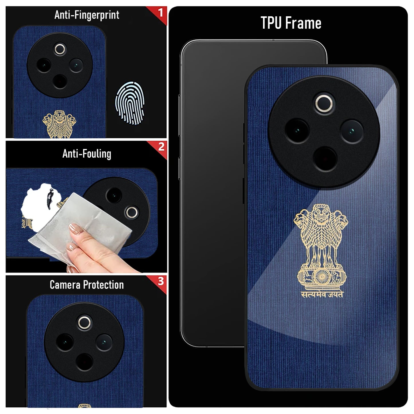 Vivo T4 5G Premium Acrylic Shockproof Glass Back Case (Nation Pride)