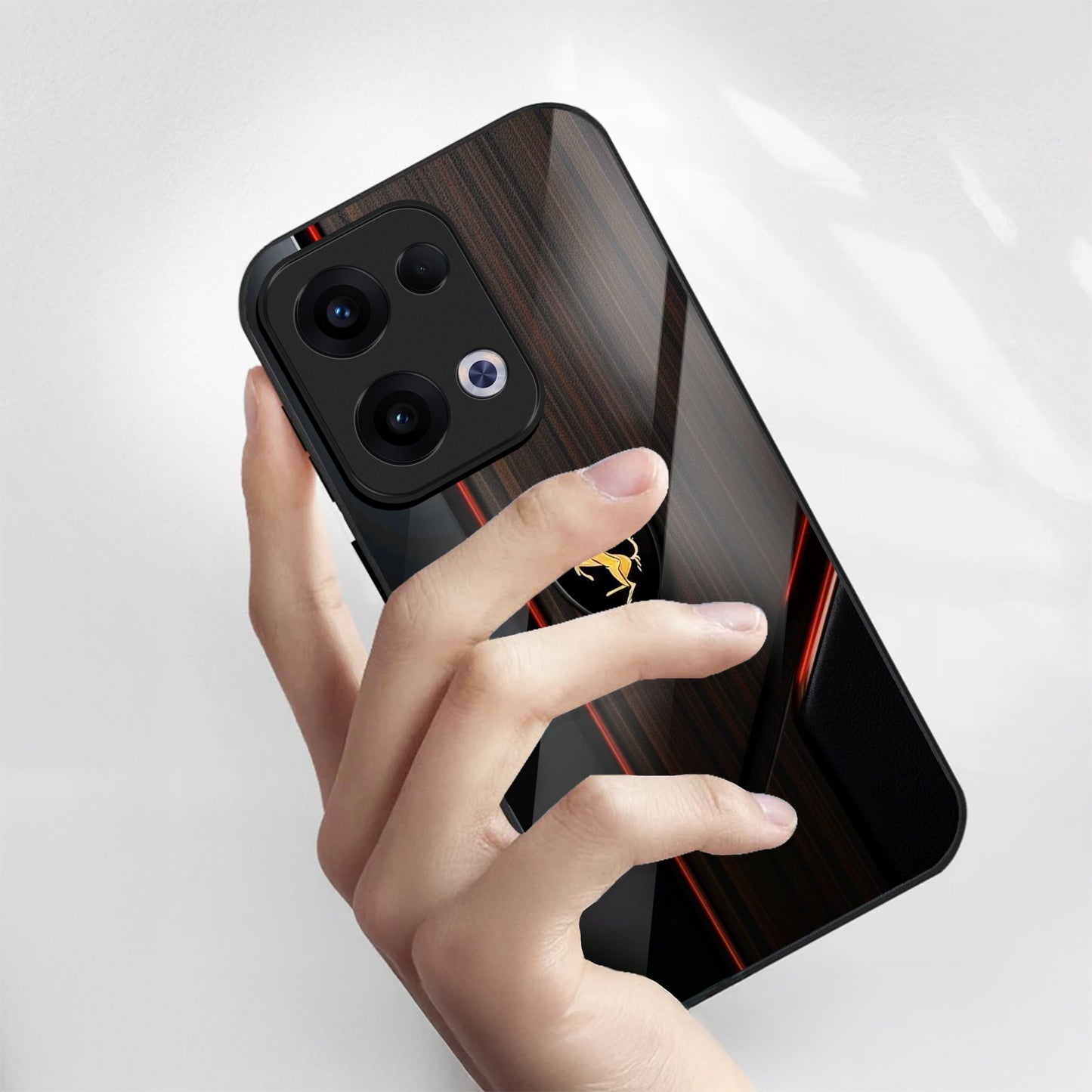 Oppo Reno 13 5G Premium Acrylic Shockproof Glass Back Case (Ferrari GT)