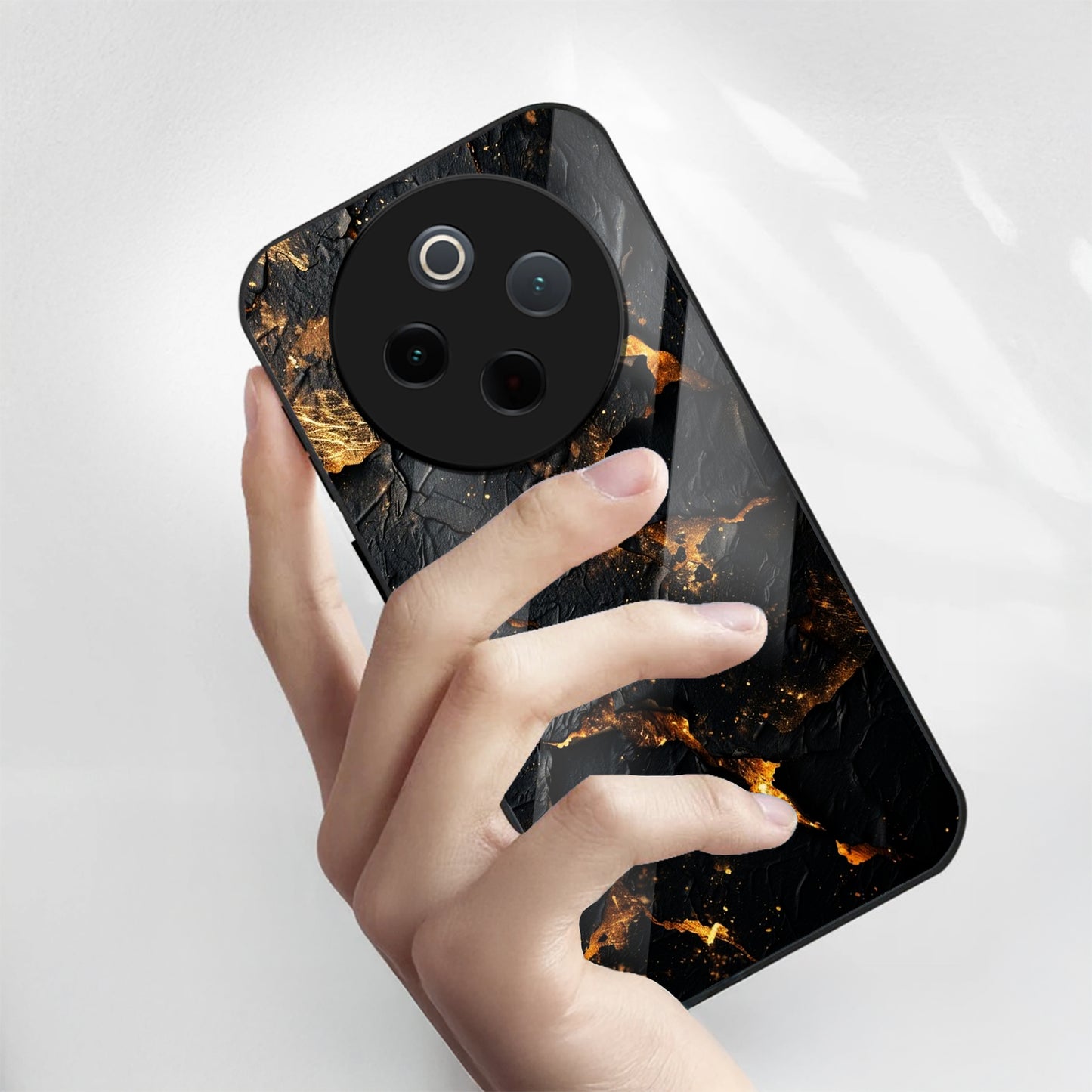 Vivo T4 5G Premium Acrylic Shockproof Glass Back Case (Volcanic Gold)