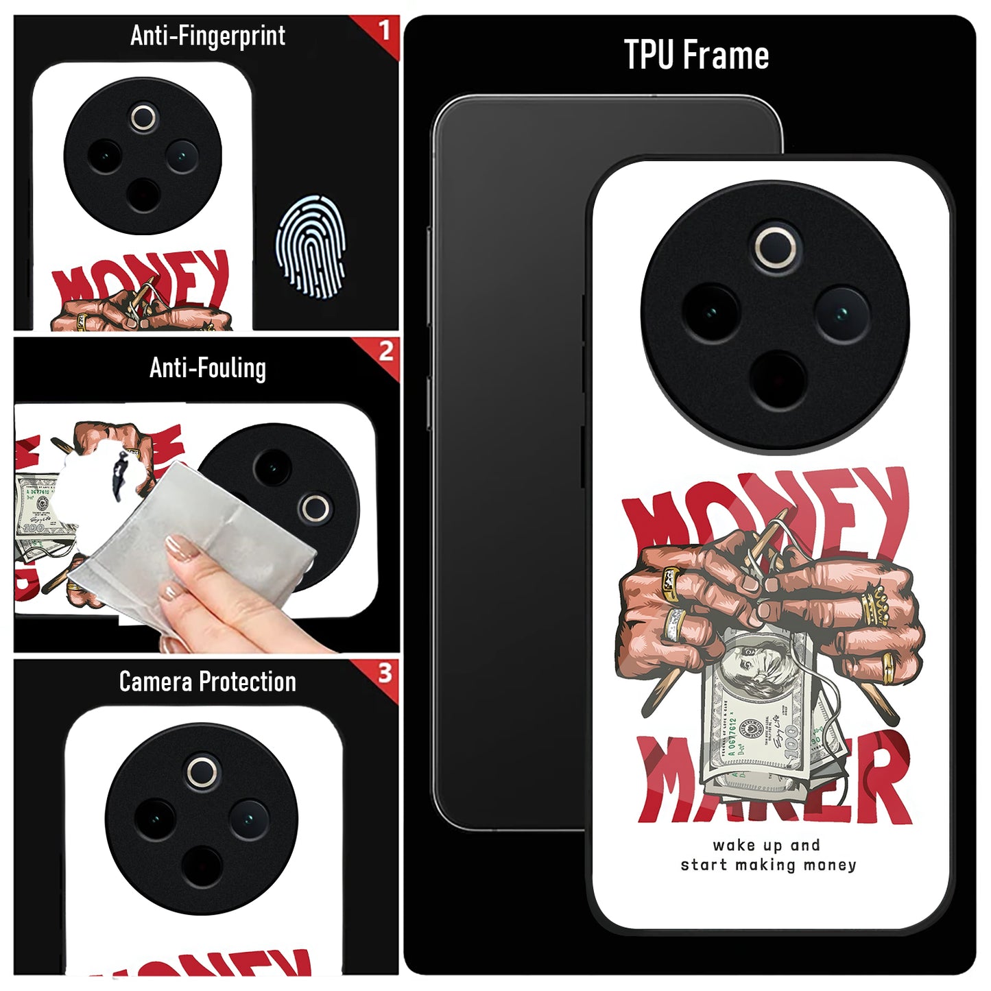 Vivo T4 5G Premium Acrylic Shockproof Glass Back Case (Money Maker)