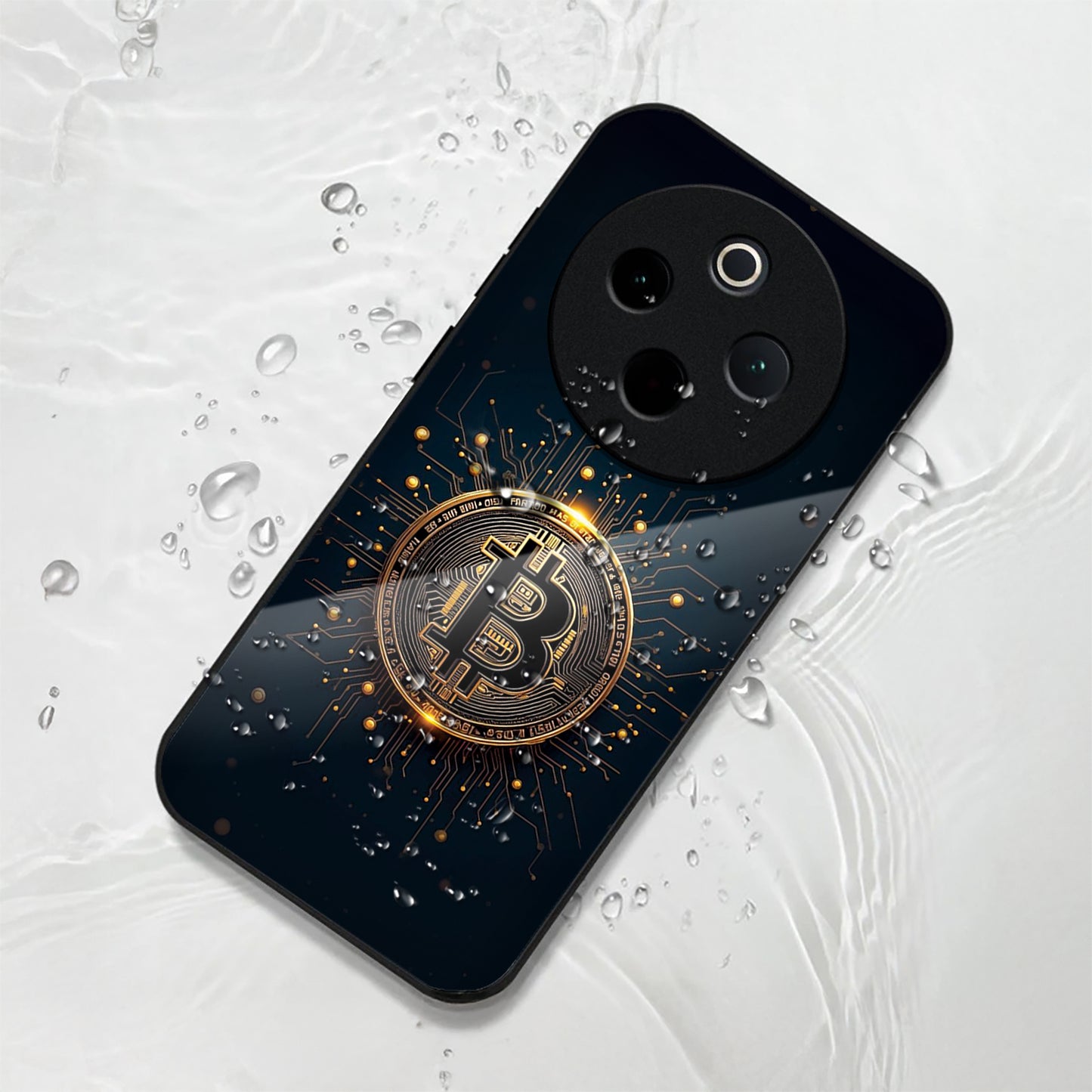 Vivo T4 5G Premium Acrylic Shockproof Glass Back Case (Bitcoin Armor)