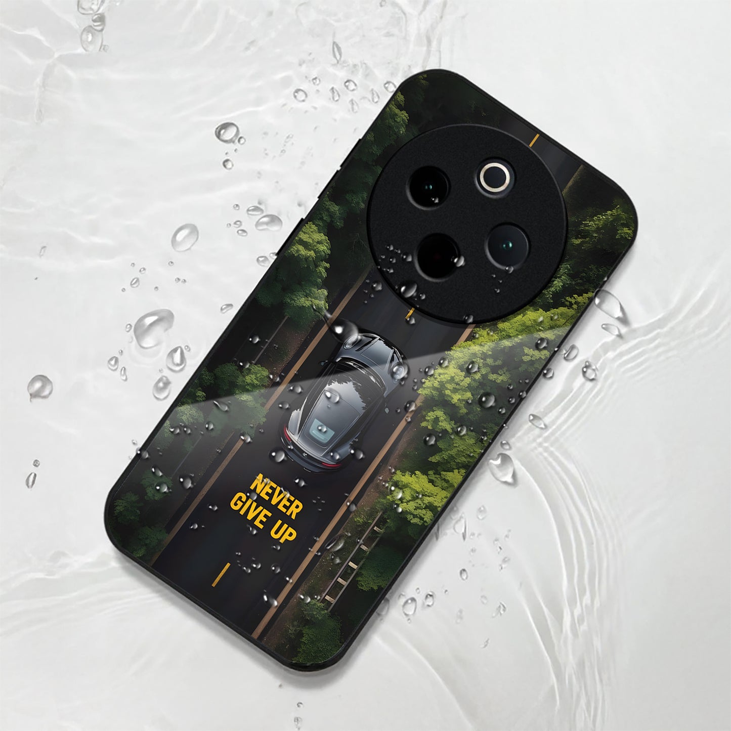 Vivo T4 5G Premium Acrylic Shockproof Glass Back Case (Road Never Give Up)