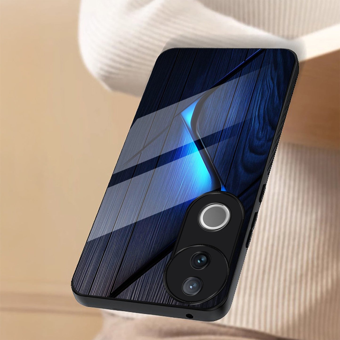 Vivo V50 5G Premium Acrylic Shockproof Glass Back Case (Blue Gradient)