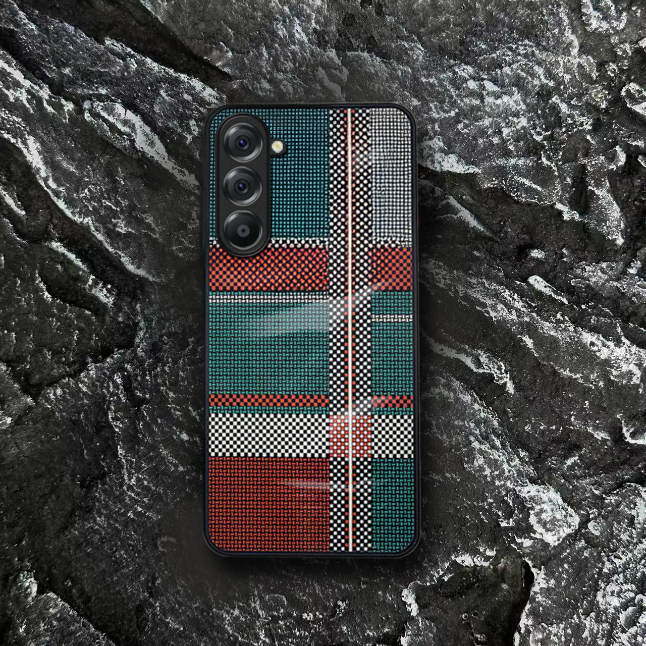 Samsung Galaxy A56 Luxury Grid Pattern Glass Back Shockproof Case