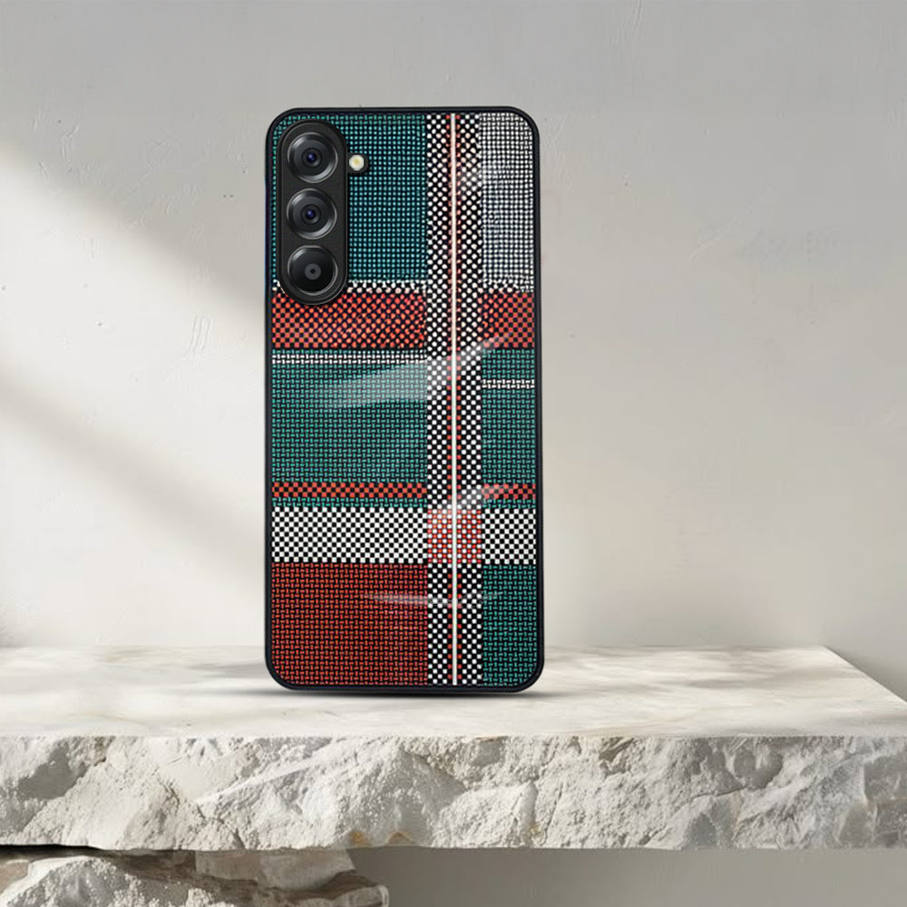 Samsung Galaxy A36 Luxury Grid Pattern Glass Back Shockproof Case